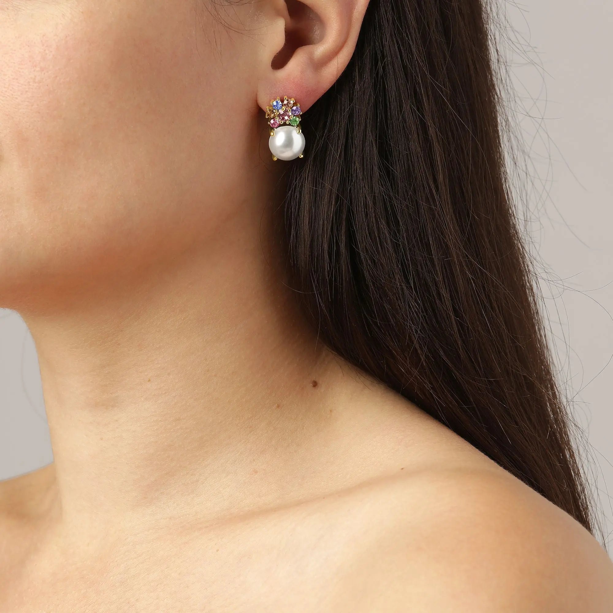 Beckia Gold Earrings - Pastel Multi / White Pearl - Dyrberg/Kern NZ