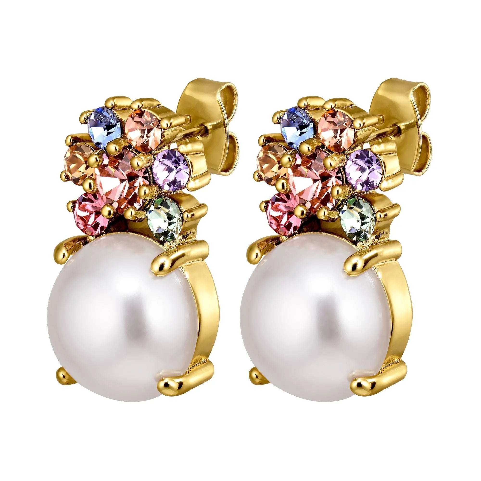 Beckia Gold Earrings - Pastel Multi / White Pearl - Dyrberg/Kern NZ