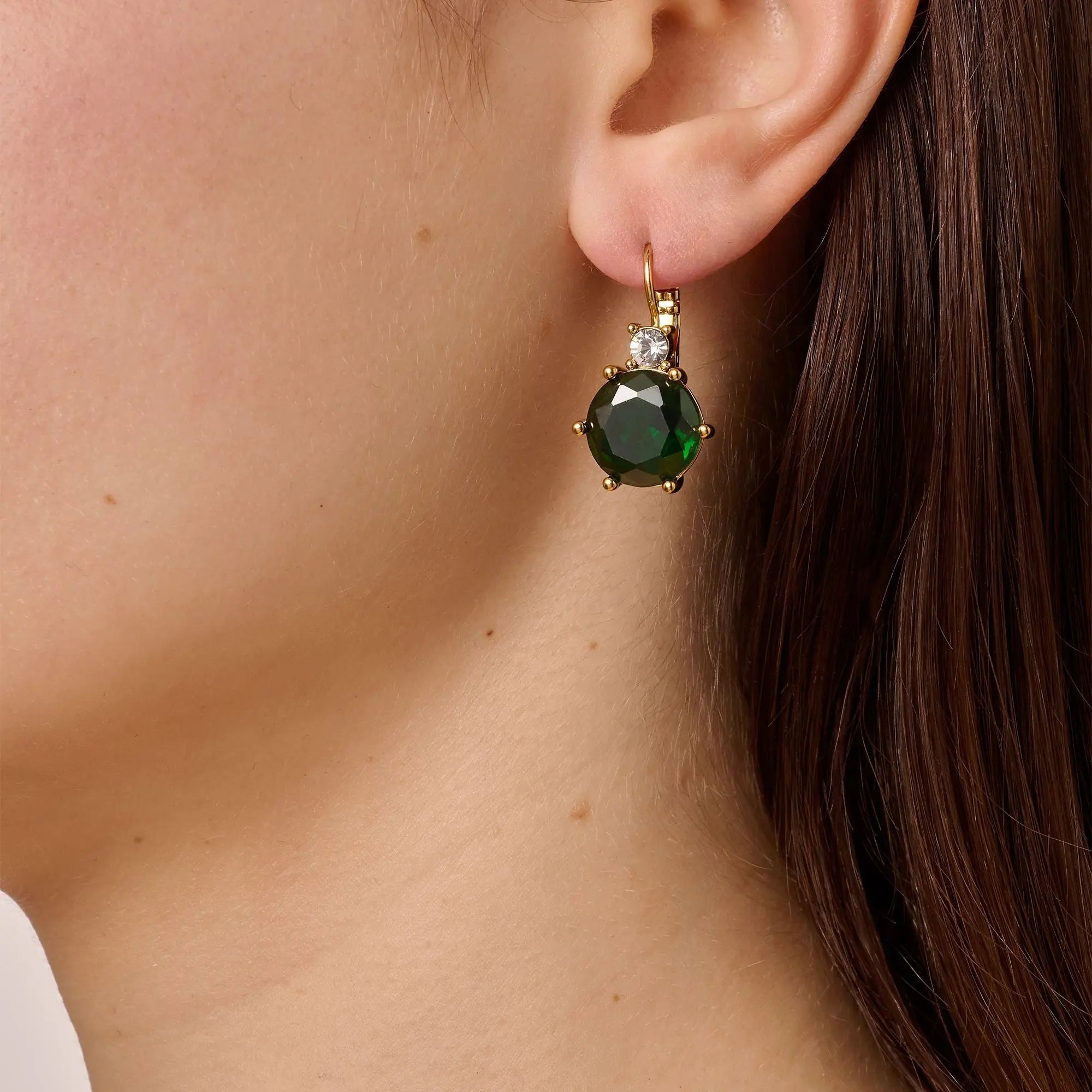 Begonia Gold Earrings - Emerald Green - Dyrberg/Kern NZ