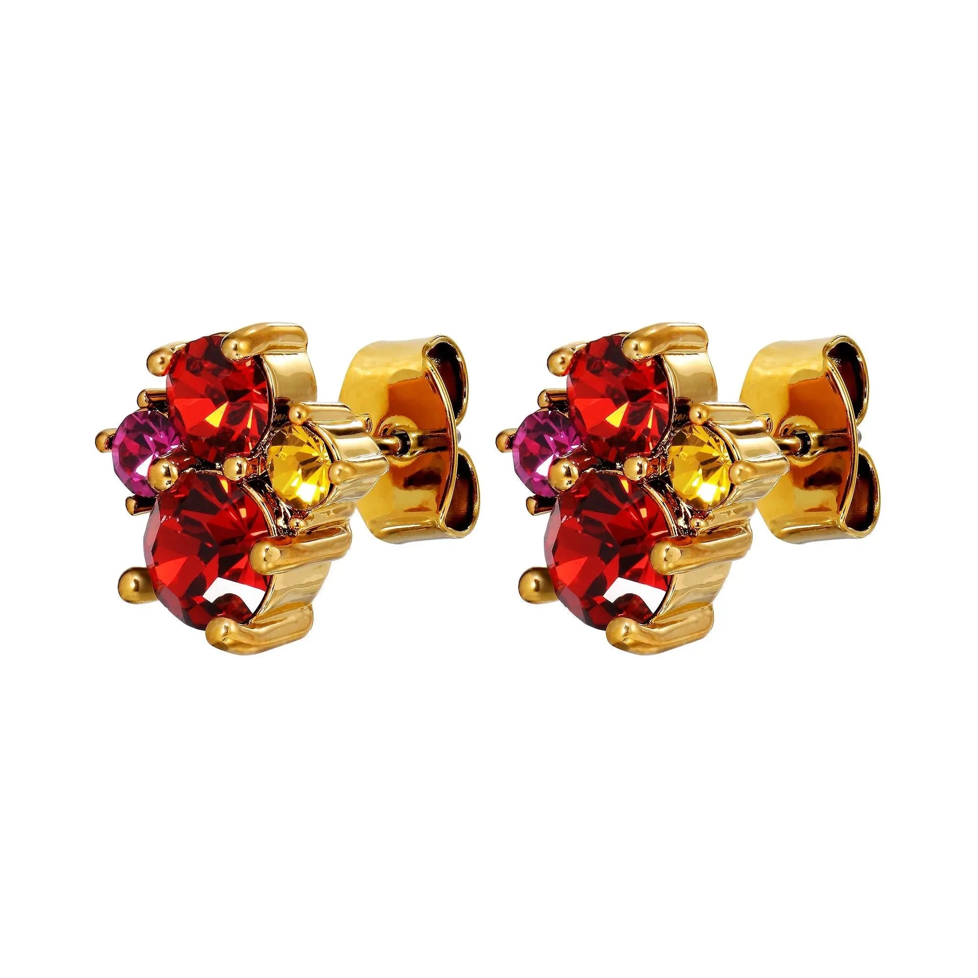 Billis Gold Earrings - Red / Pink - Dyrberg/Kern NZ