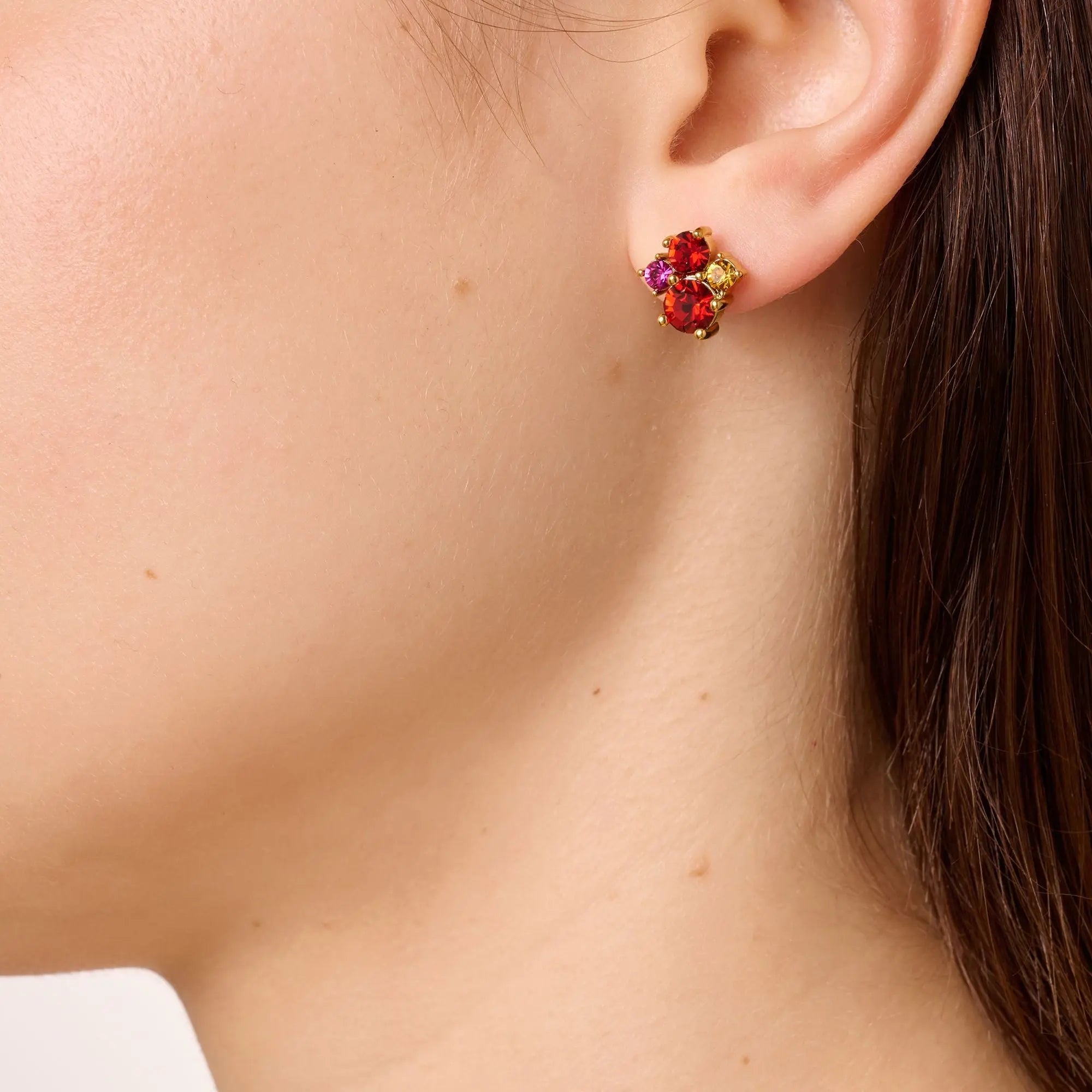 Billis Gold Earrings - Red / Pink - Dyrberg/Kern NZ