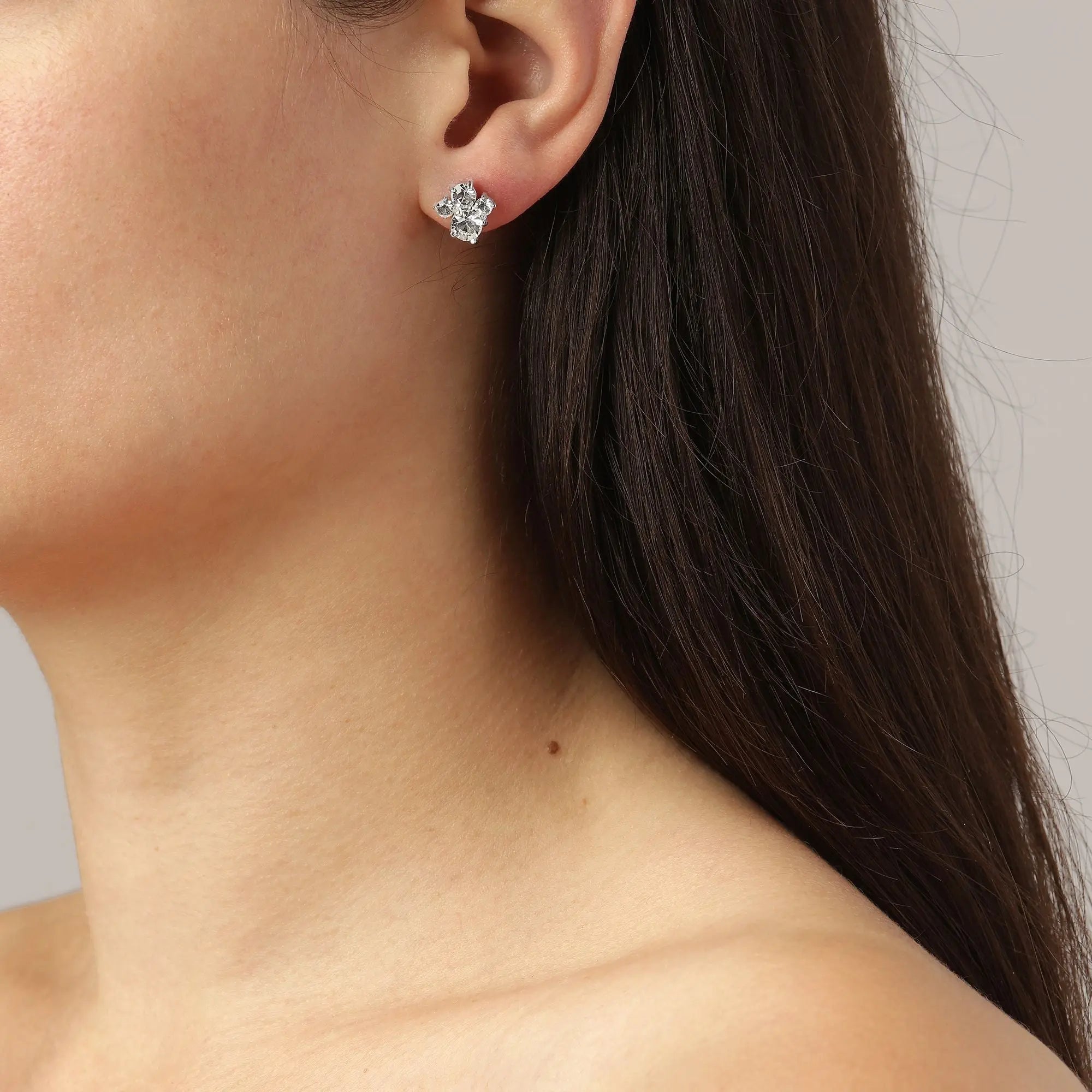 Billis Shiny Silver Earrings - Crystal - Dyrberg/Kern NZ