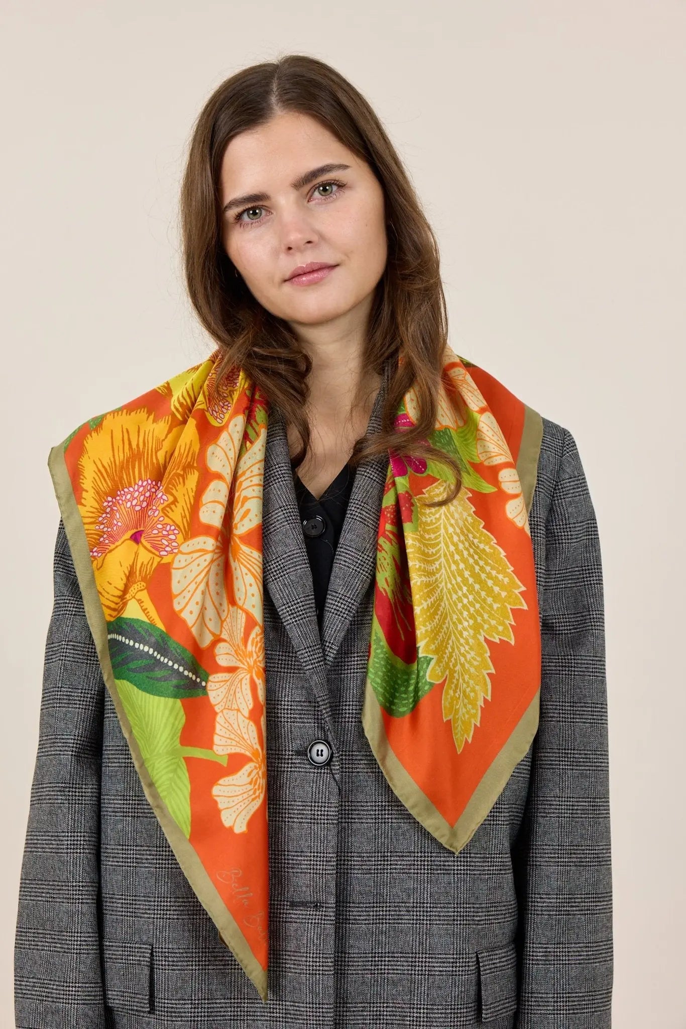 Bouquet Silk Scarf, Caramel - Dyrberg/Kern NZ