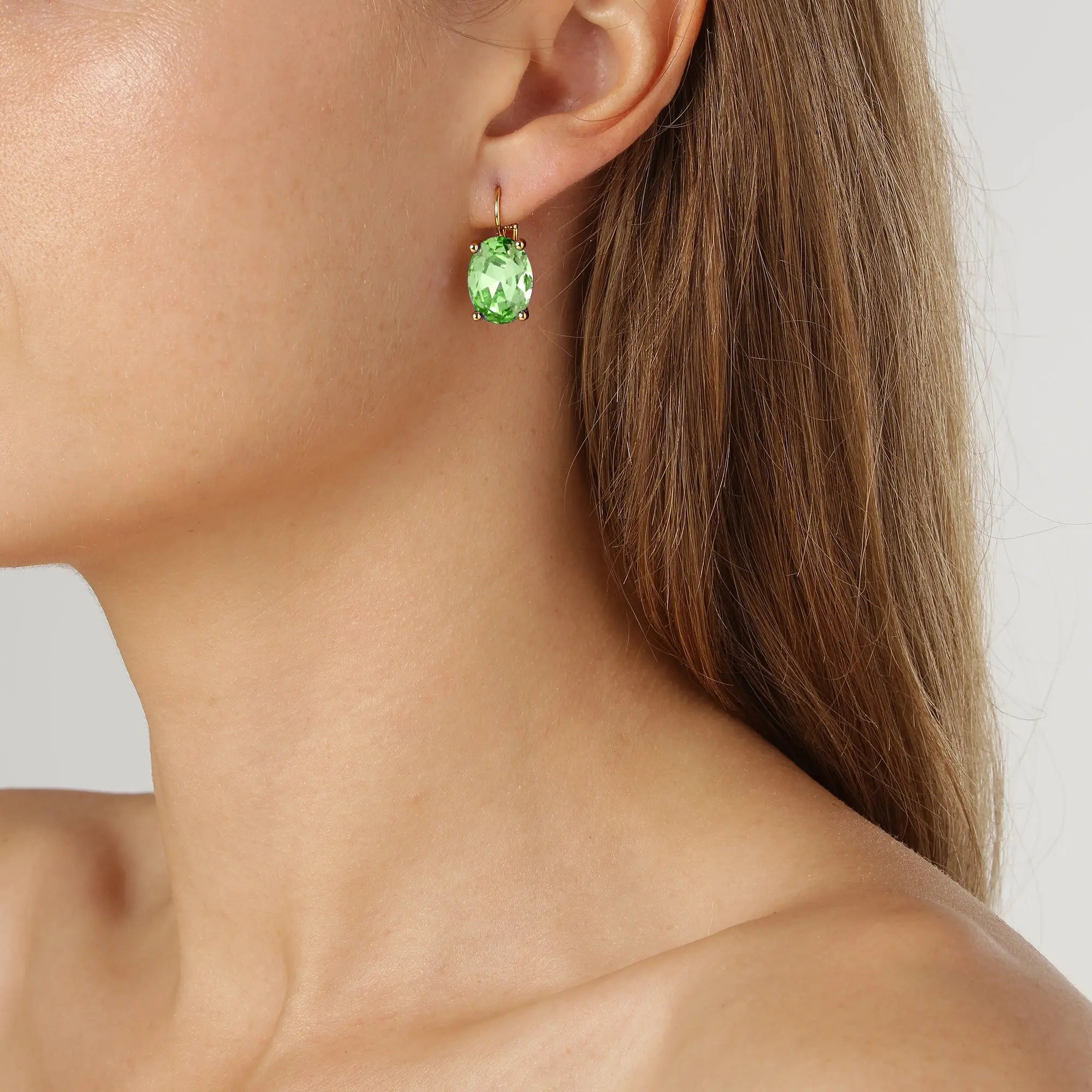 Chantal Gold Earrings - Light Green - Dyrberg/Kern NZ