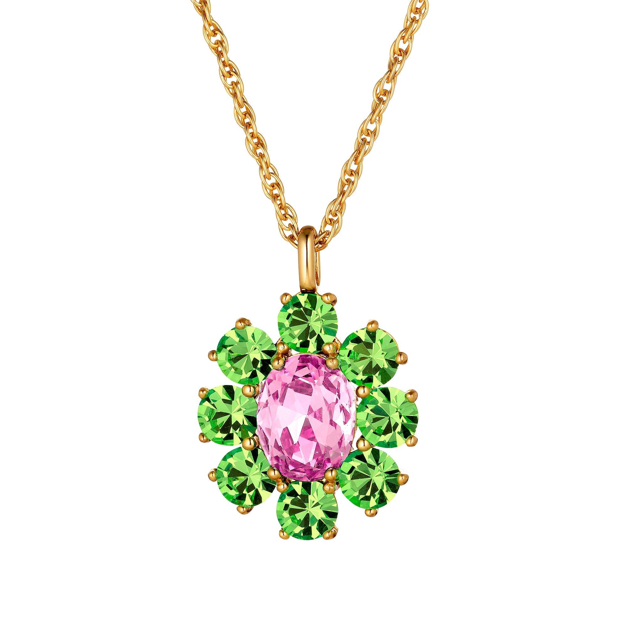 Claudia Gold Necklace - Rose/ Green - Dyrberg/Kern NZ