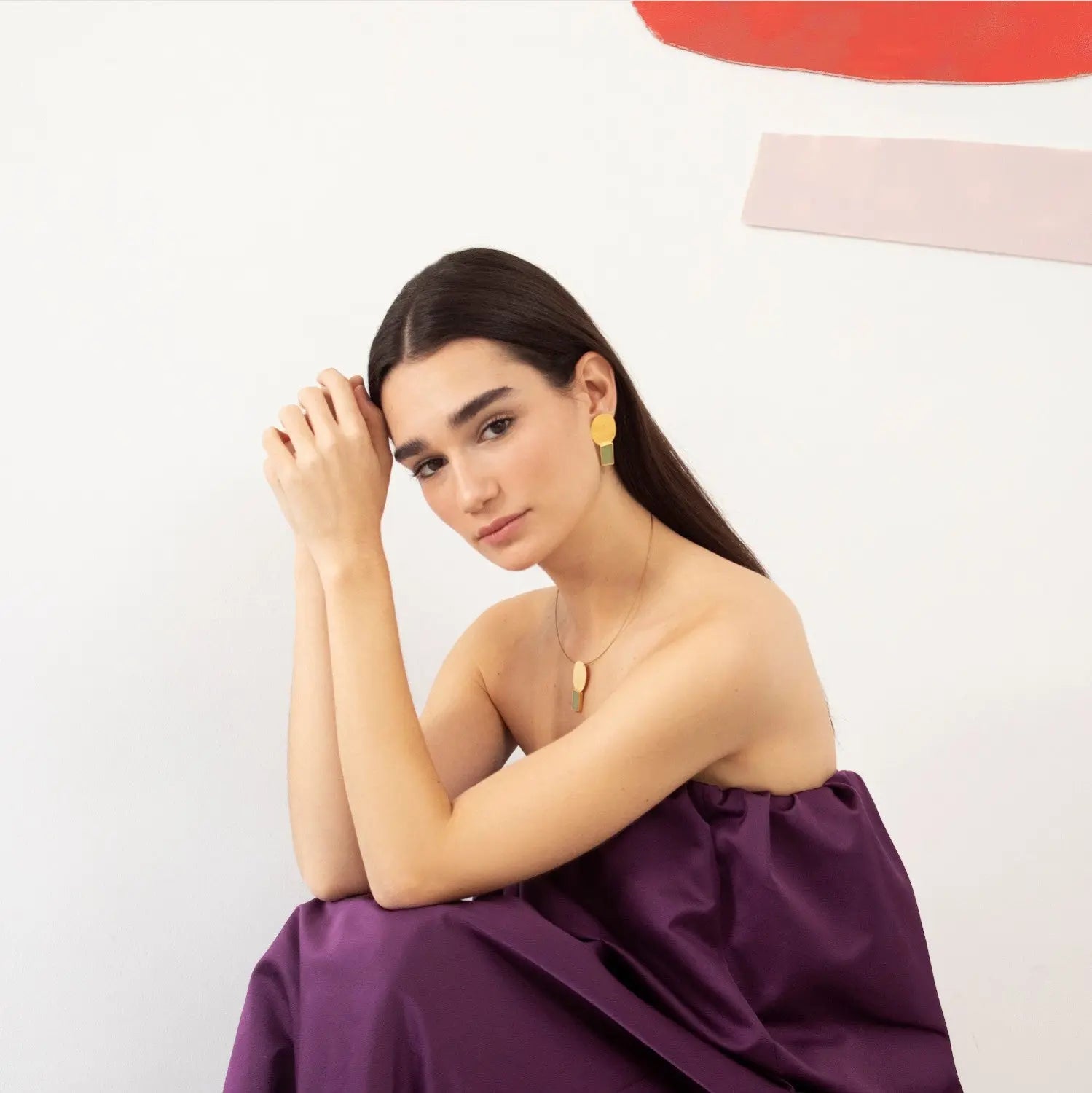 Collage Gold Earrings Green - Dyrberg/Kern NZ