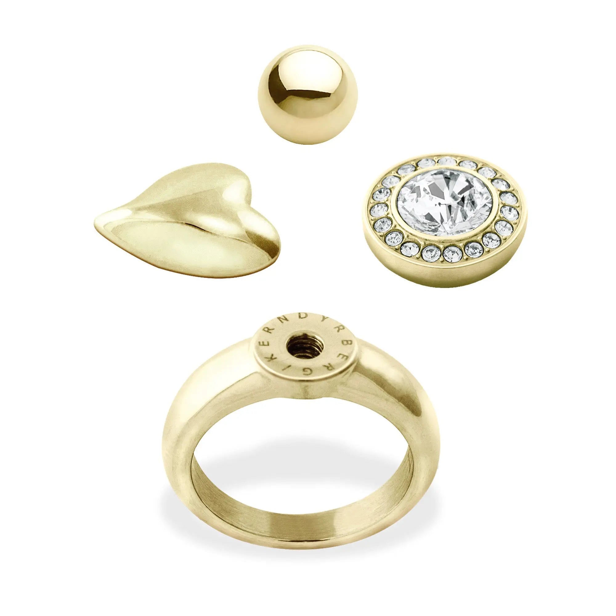 Compliments Ring Set: Shiny Gold Ring + Grace + Essence + Passion. - Dyrberg/Kern NZ