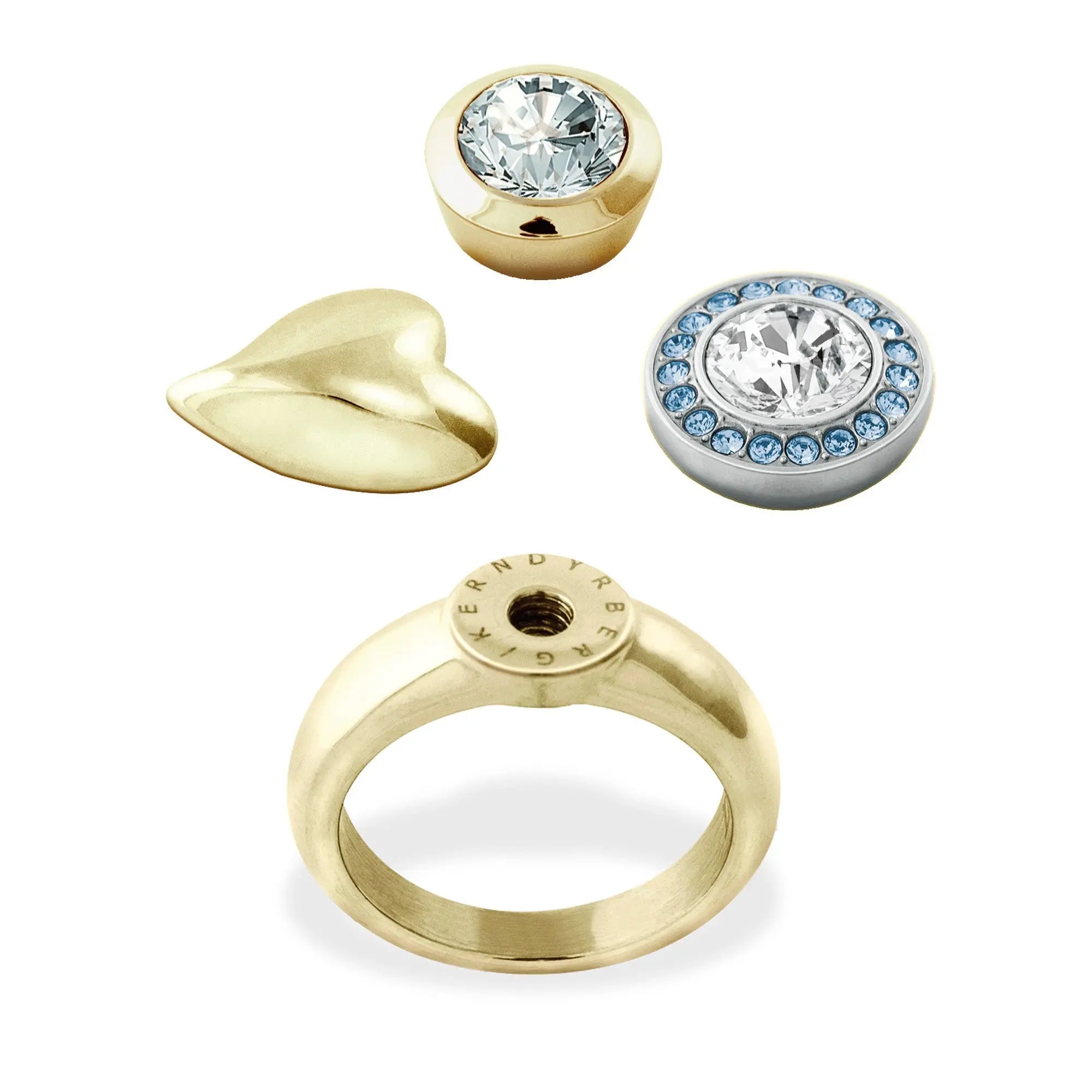 Compliments Ring Set: Shiny Gold Ring + Grace + Strength + Passion. - Dyrberg/Kern NZ
