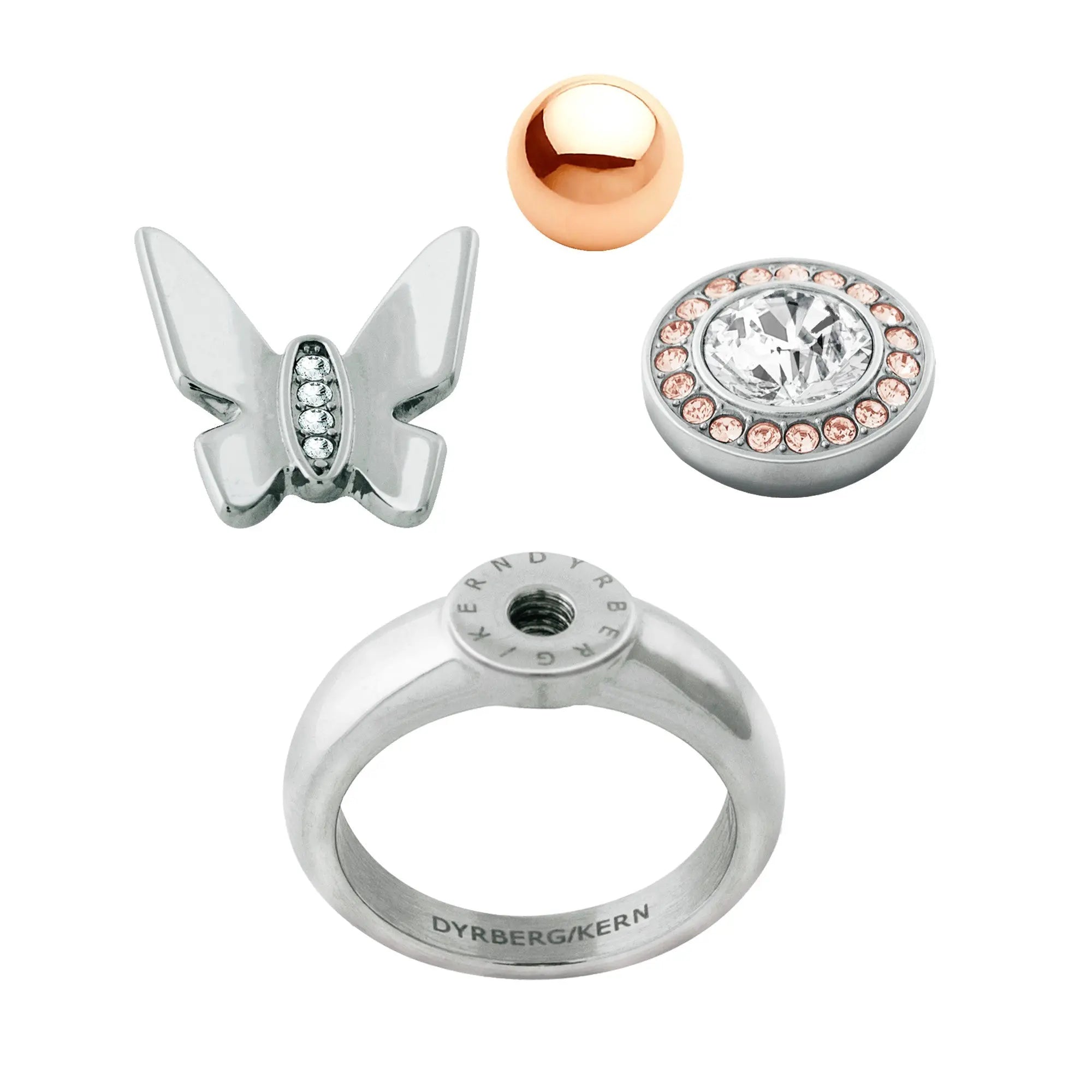 Compliments Ring Set: Shiny Silver Ring + Essence + Grace + Freedom - Dyrberg/Kern NZ