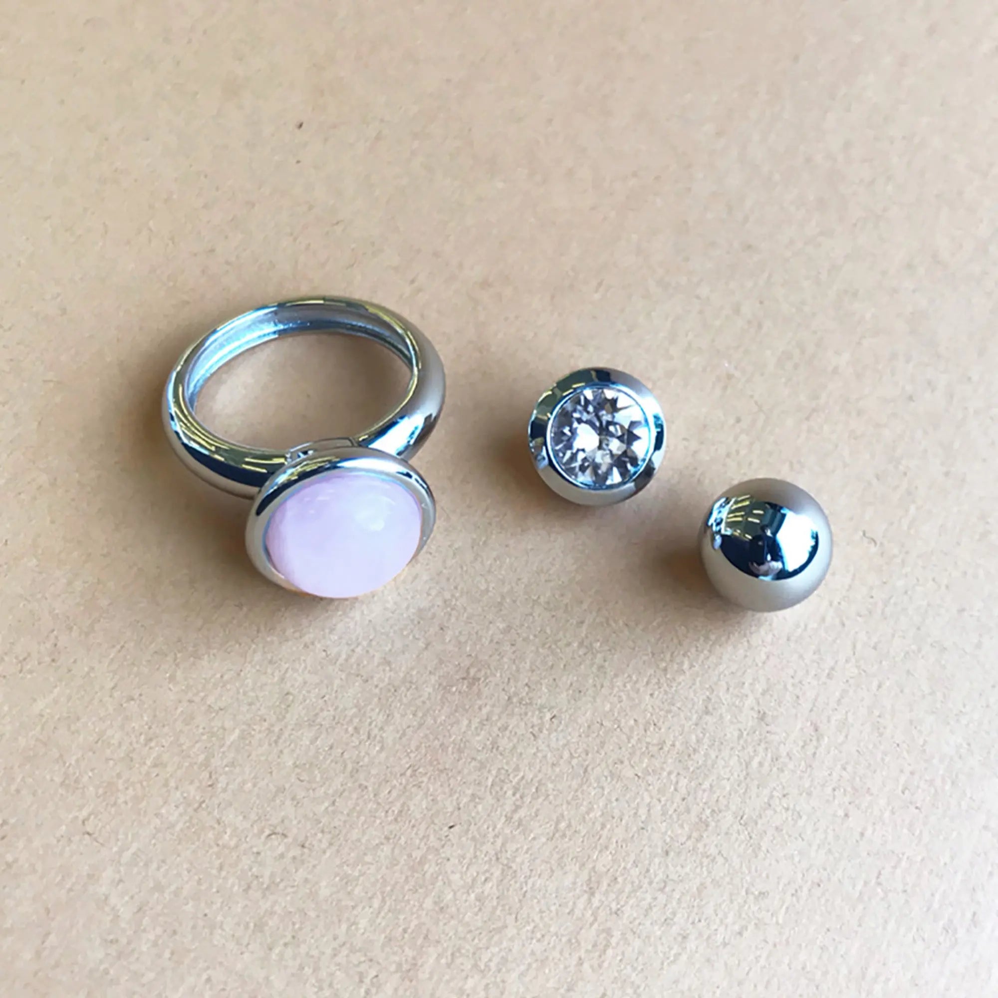 Compliments Ring Set: Shiny Silver Ring + Essence + Strength + Sence. - Dyrberg/Kern NZ