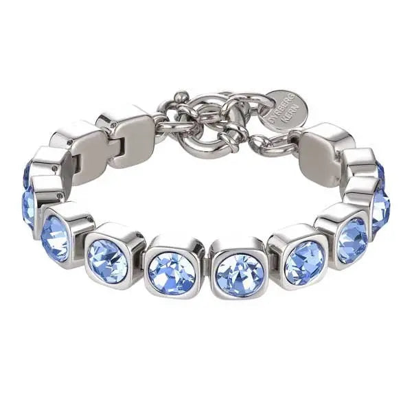 Conian Shiny Silver Tennis Bracelet - Light Blue - Dyrberg/Kern NZ
