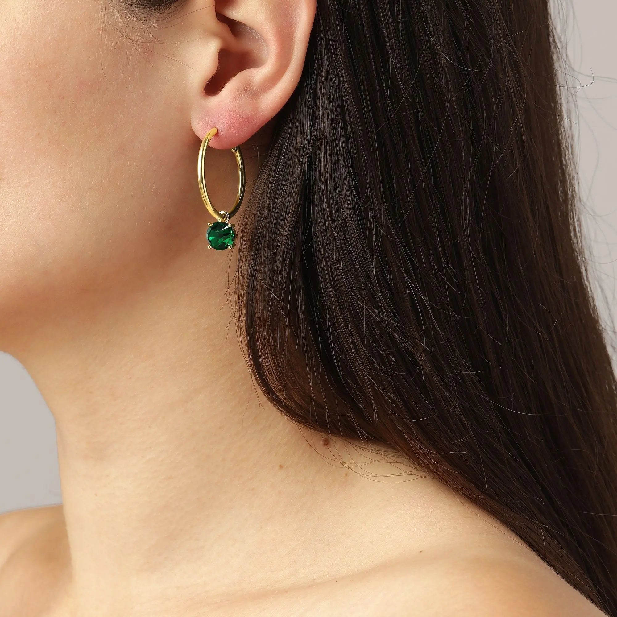 Diega Gold Earrings - Emerald Green - Dyrberg/Kern NZ