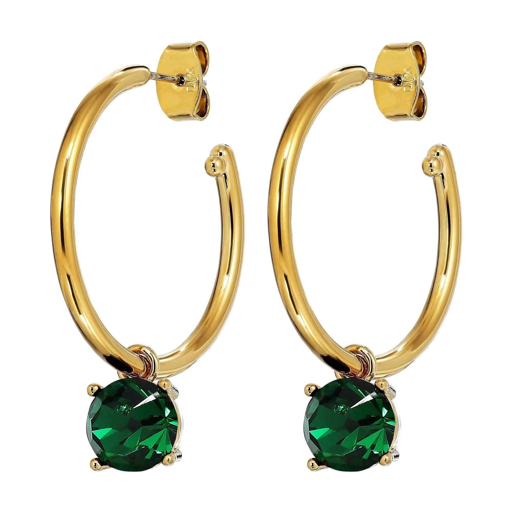 Diega Gold Earrings - Emerald Green - Dyrberg/Kern NZ