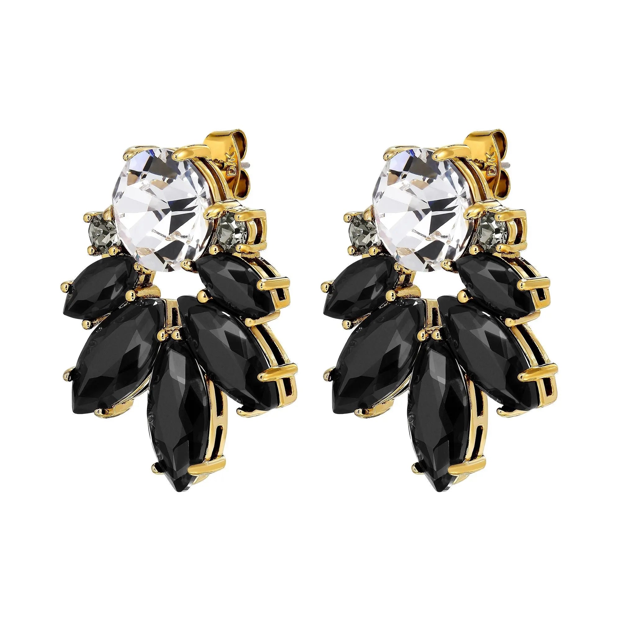 Drago Gold Earrings - Black / Crystal - Dyrberg/Kern NZ