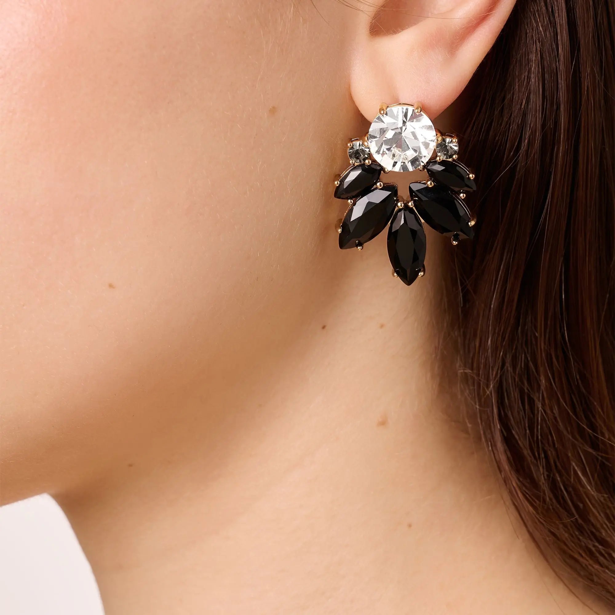 Drago Gold Earrings - Black / Crystal - Dyrberg/Kern NZ