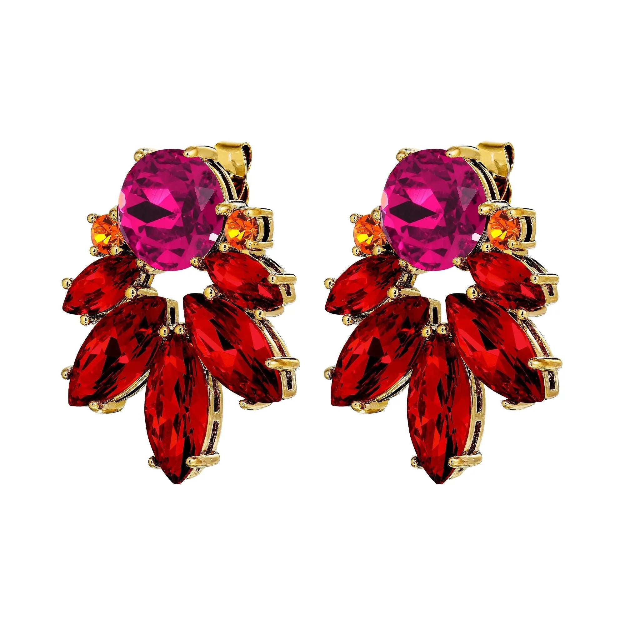Drago Gold Earrings - Red / Pink - Dyrberg/Kern NZ