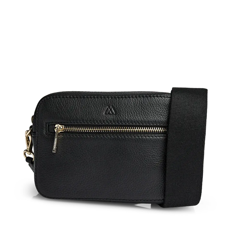 Elea Crossbody Bag, Grain, Black w/Gold - Dyrberg/Kern NZ