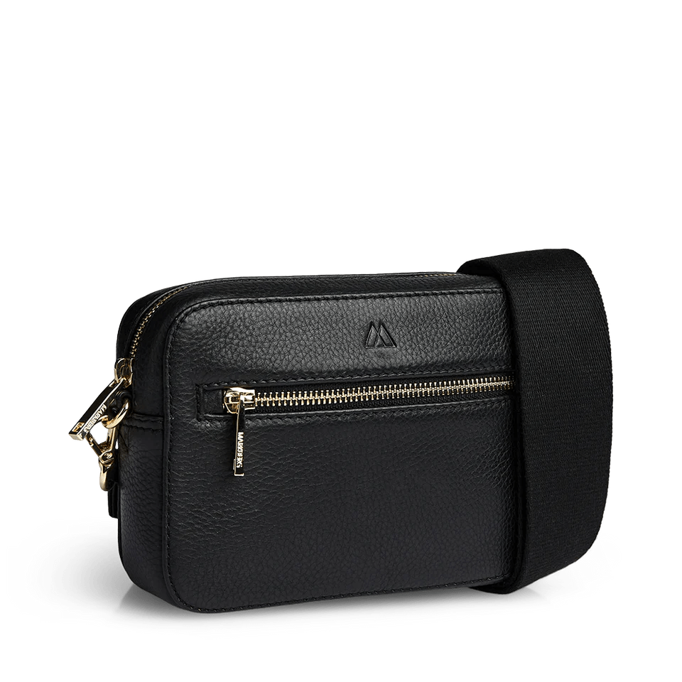 Elea Crossbody Bag, Grain, Black w/Gold - Dyrberg/Kern NZ