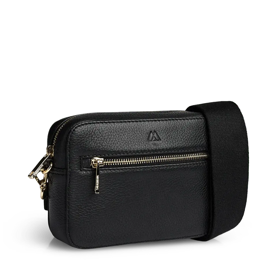 Elea Crossbody Bag, Grain, Black w/Gold - Dyrberg/Kern NZ