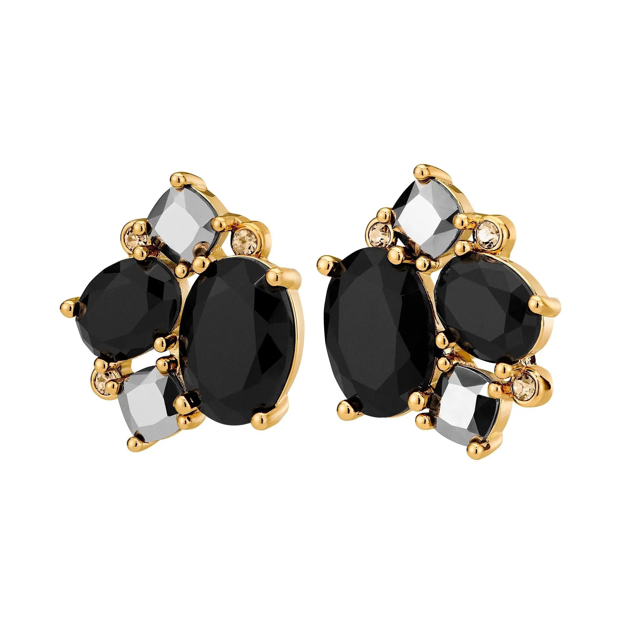 Emma Gold Earrings - Black - Dyrberg/Kern NZ