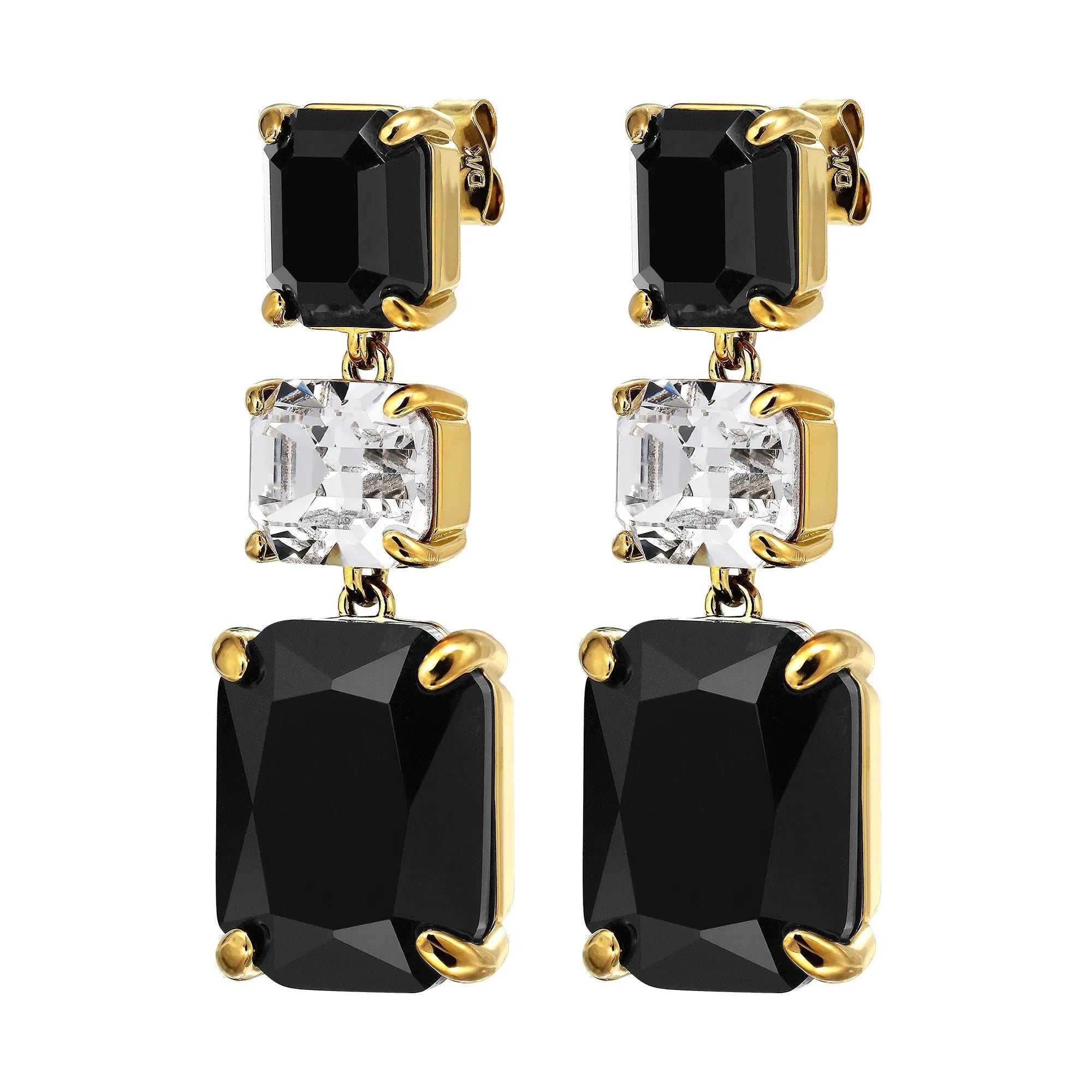 Esmara Gold Earrings - Black / Crystal - Dyrberg/Kern NZ