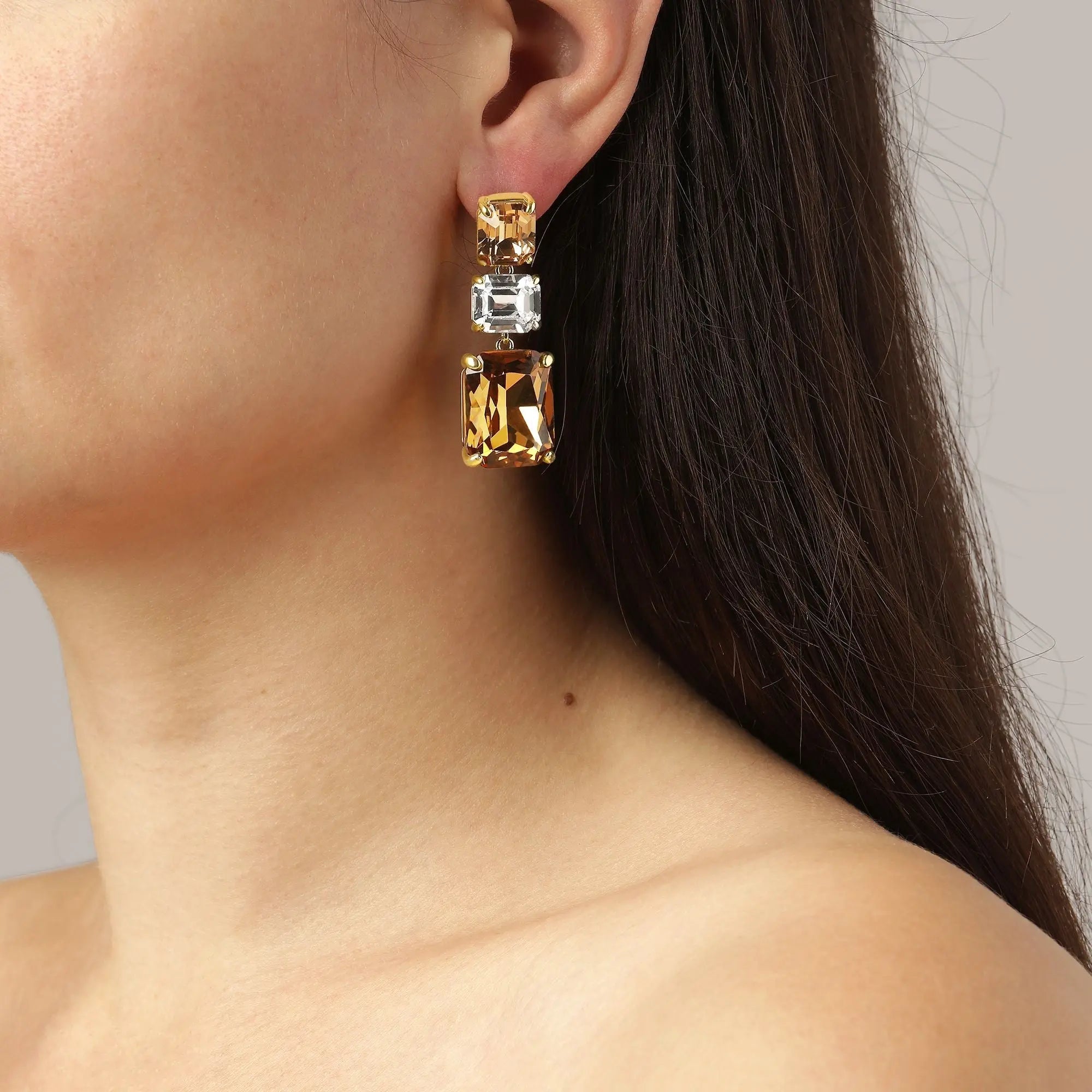 Esmara Gold Earrings - Golden / Crystal - Dyrberg/Kern NZ