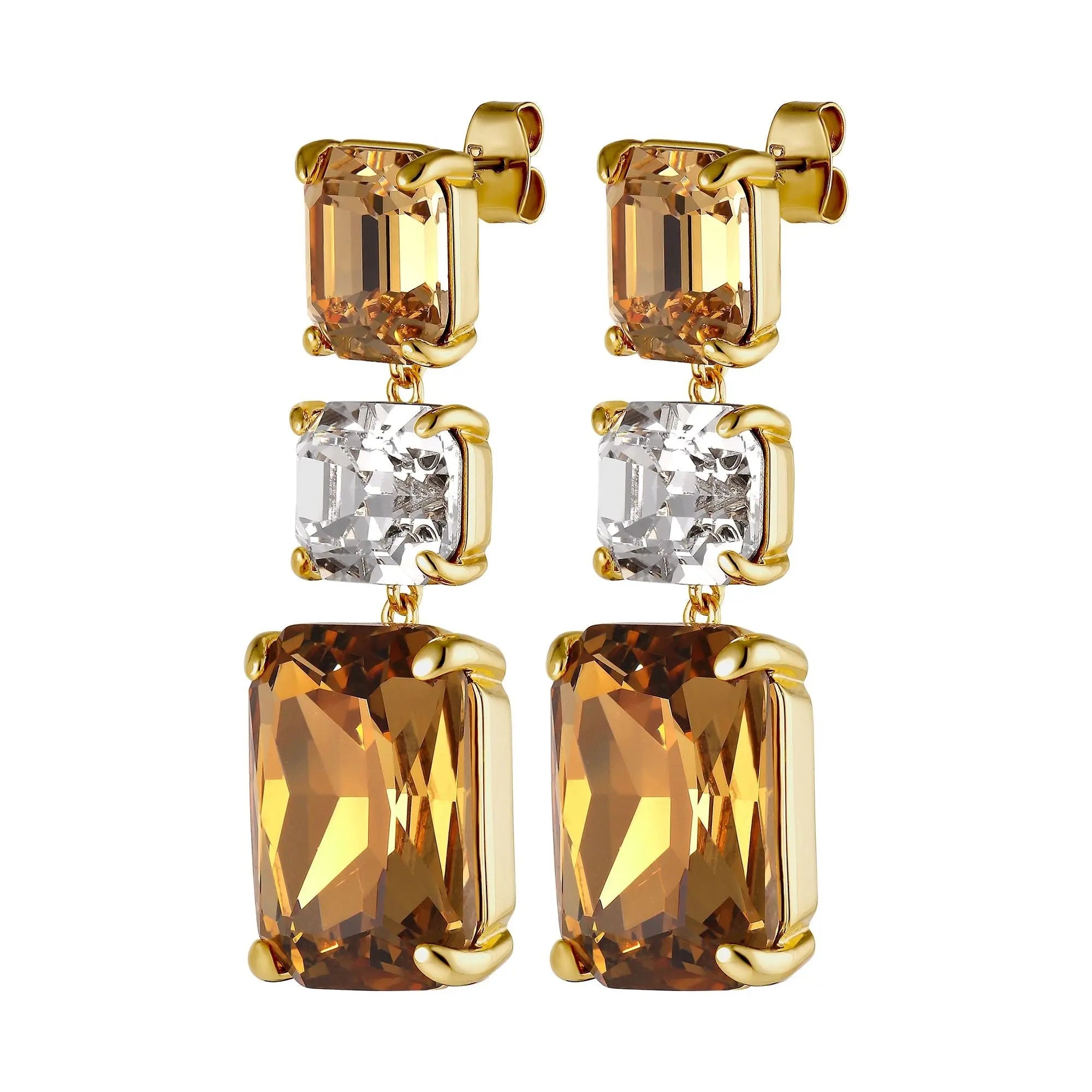 Esmara Gold Earrings - Golden / Crystal - Dyrberg/Kern NZ