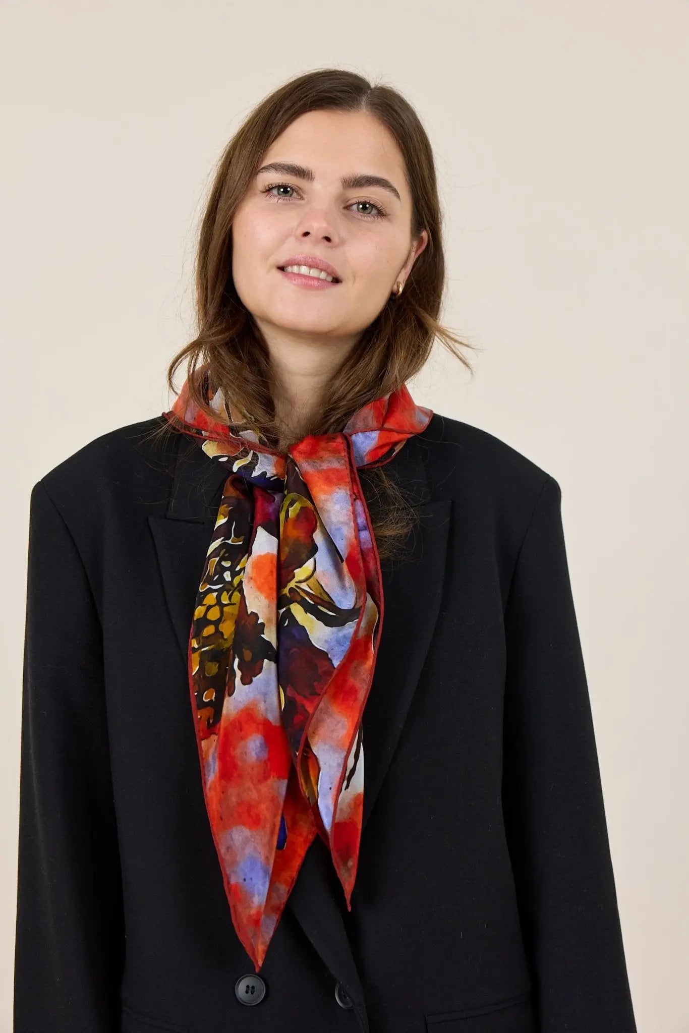 Fall Bouquet Silk Scarf, Wine - Dyrberg/Kern NZ