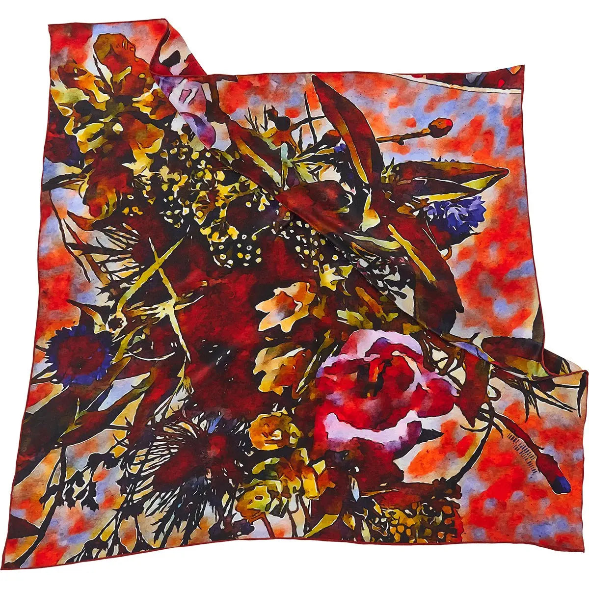 Fall Bouquet Silk Scarf, Wine - Dyrberg/Kern NZ