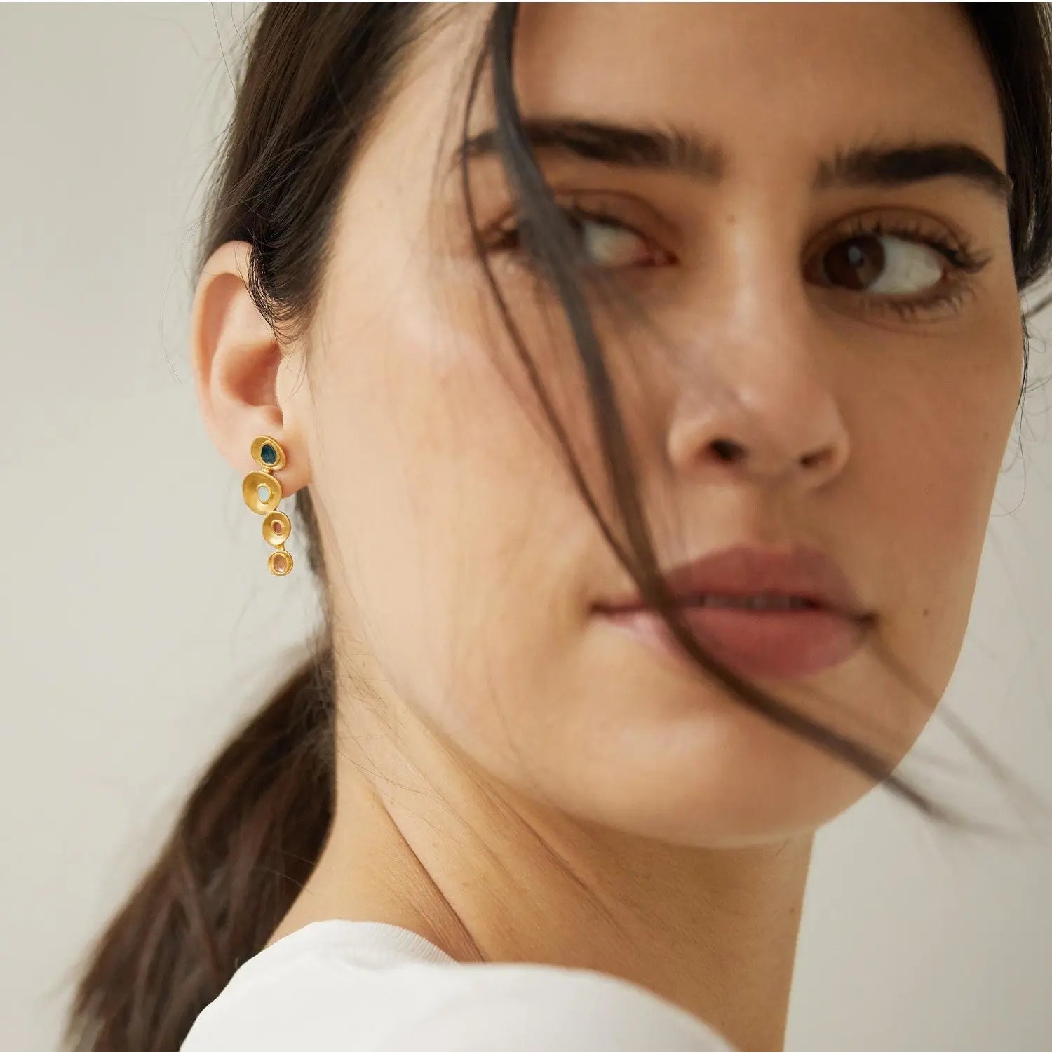 Favorita Colors Gold Stud Earrings Four Drop - Dyrberg/Kern NZ