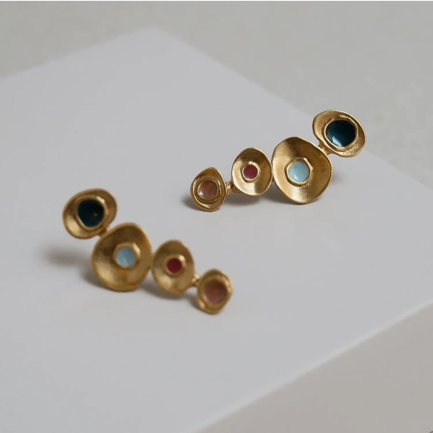 Favorita Colors Gold Stud Earrings Four Drop - Dyrberg/Kern NZ