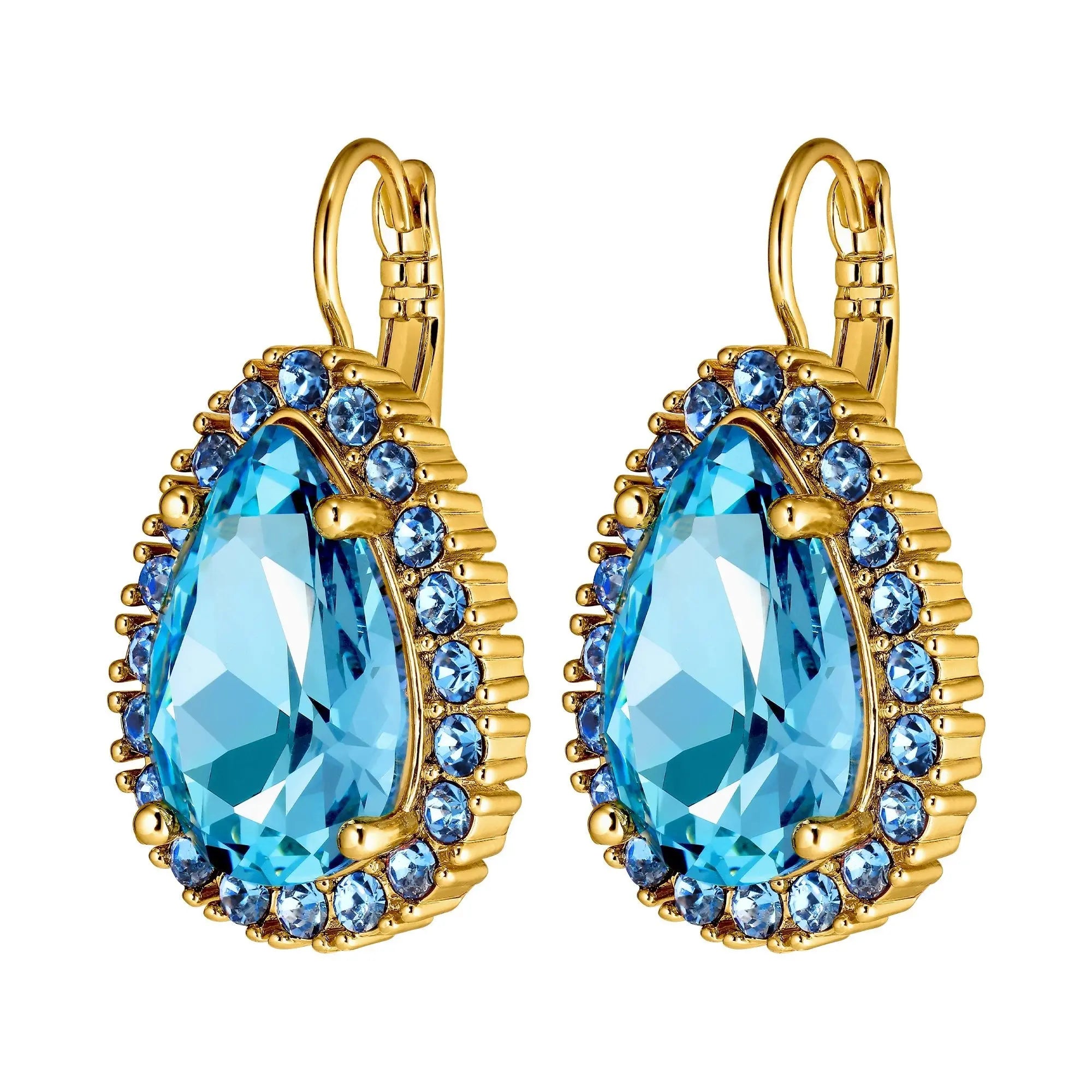 Fiora Gold Earrings - Aqua / Light Blue - Dyrberg/Kern NZ