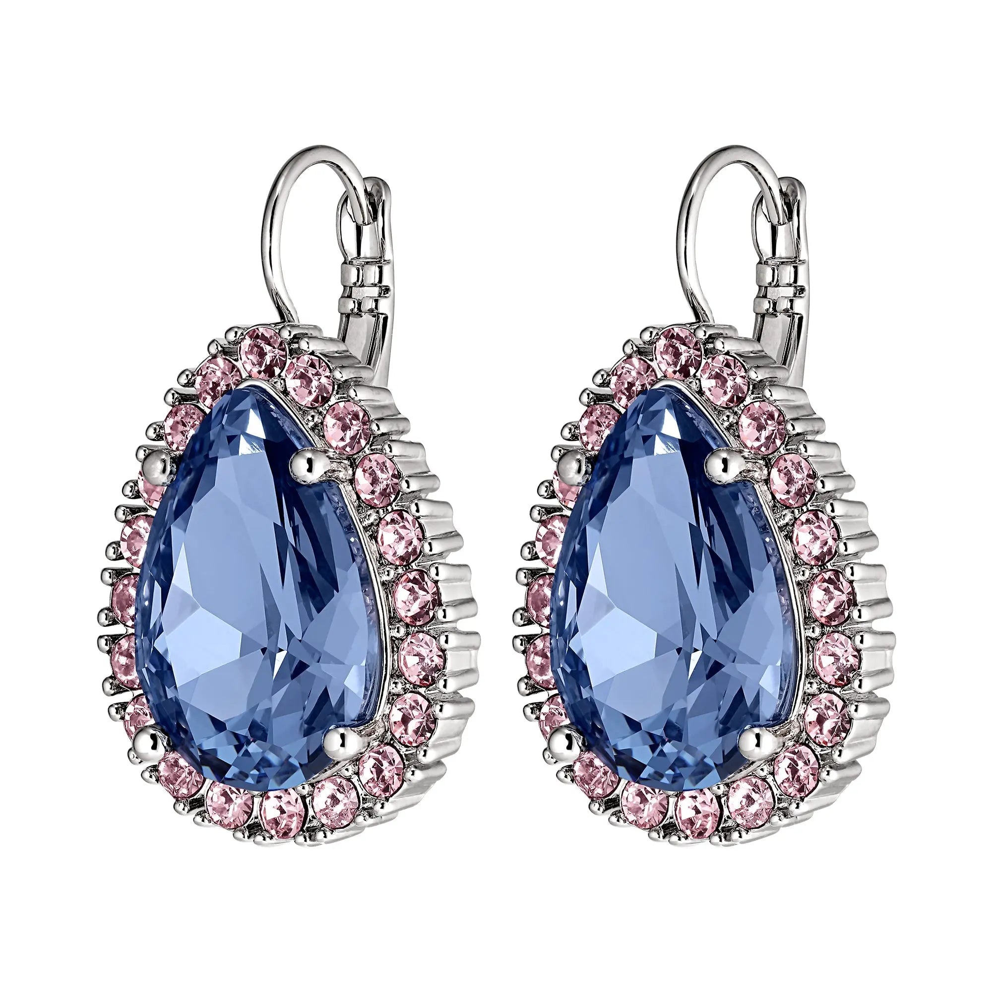 Fiora Shiny Silver Earrings - Light Blue / Rose - Dyrberg/Kern NZ