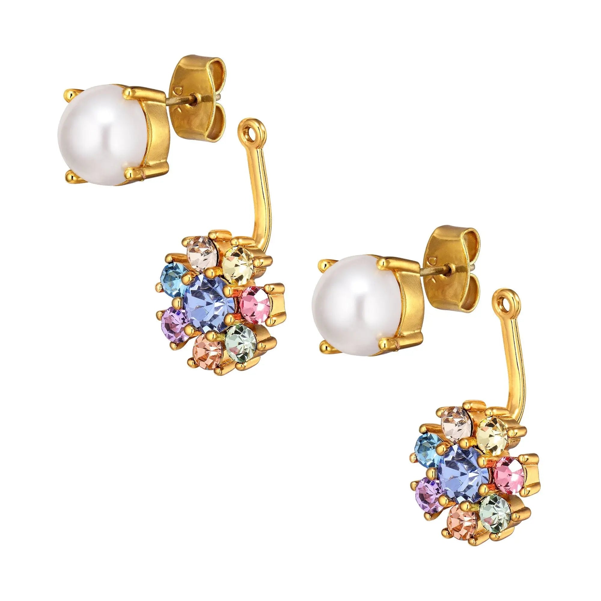 Floss Gold Earrings - Pastel Multi / White Pearl - Dyrberg/Kern NZ