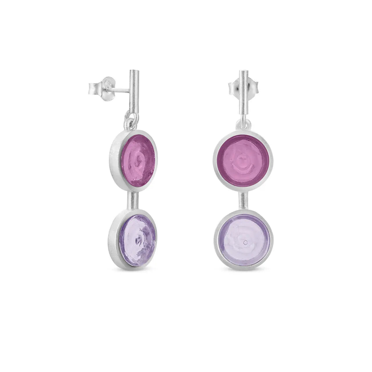 Gaudi Silver Earrings Double Drop Mauve - Dyrberg/Kern NZ