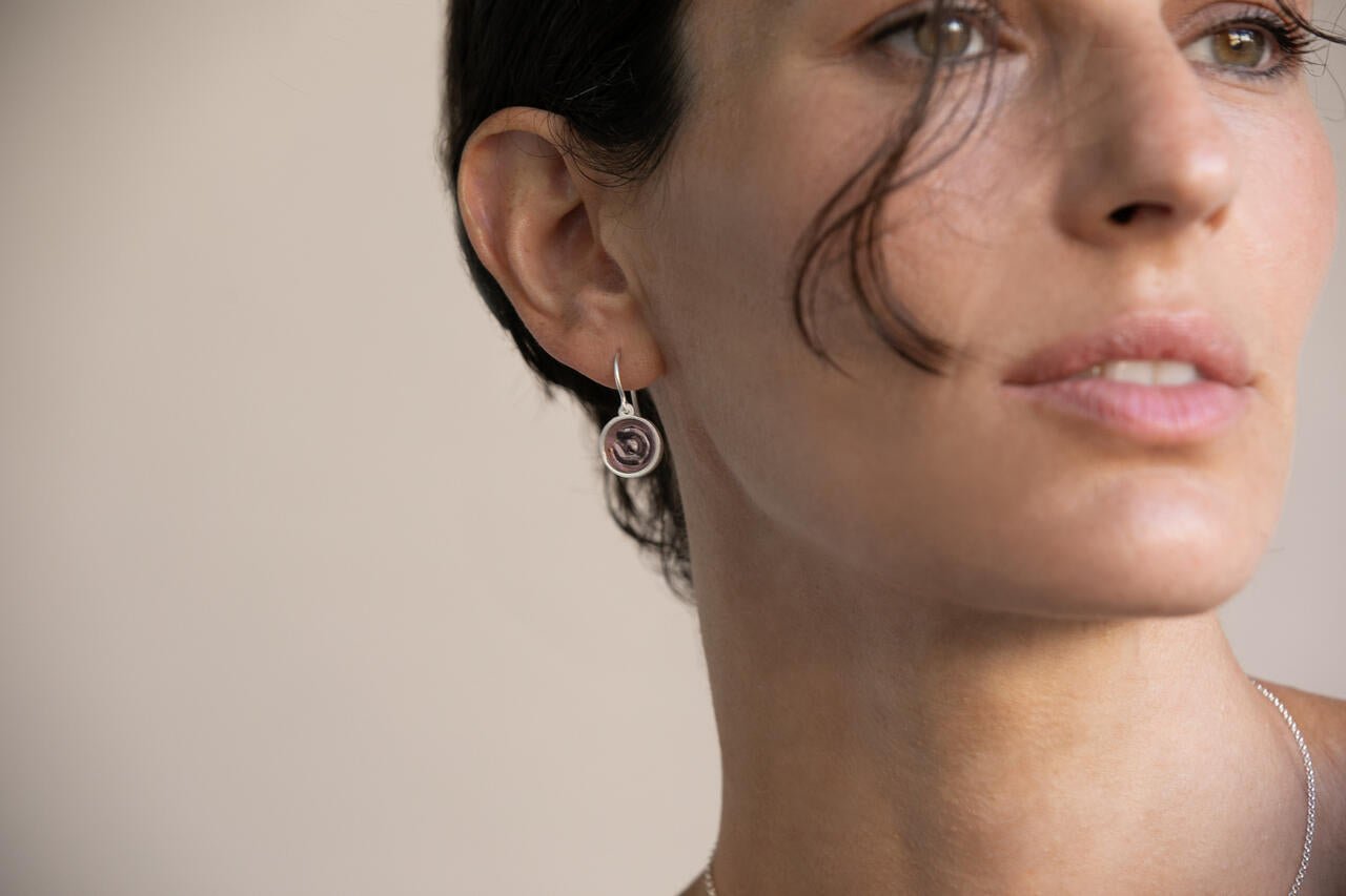Gaudi Silver Hook Earrings Mauve - Dyrberg/Kern NZ