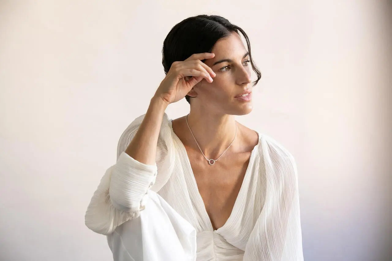 Gaudi Silver Necklace Pendant Mauve - Dyrberg/Kern NZ