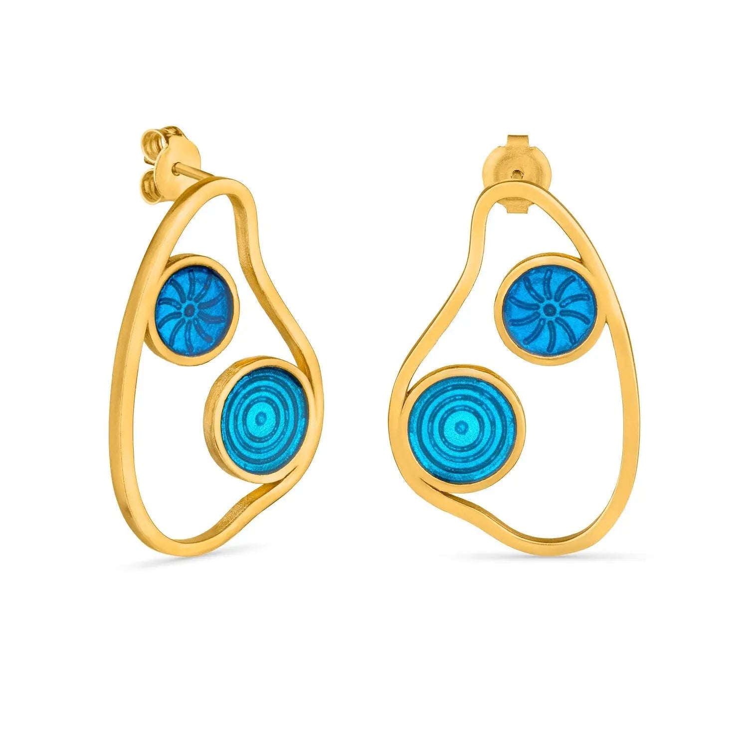 Gaudi Wavy Gold Stud Earrings Medium - Dyrberg/Kern NZ