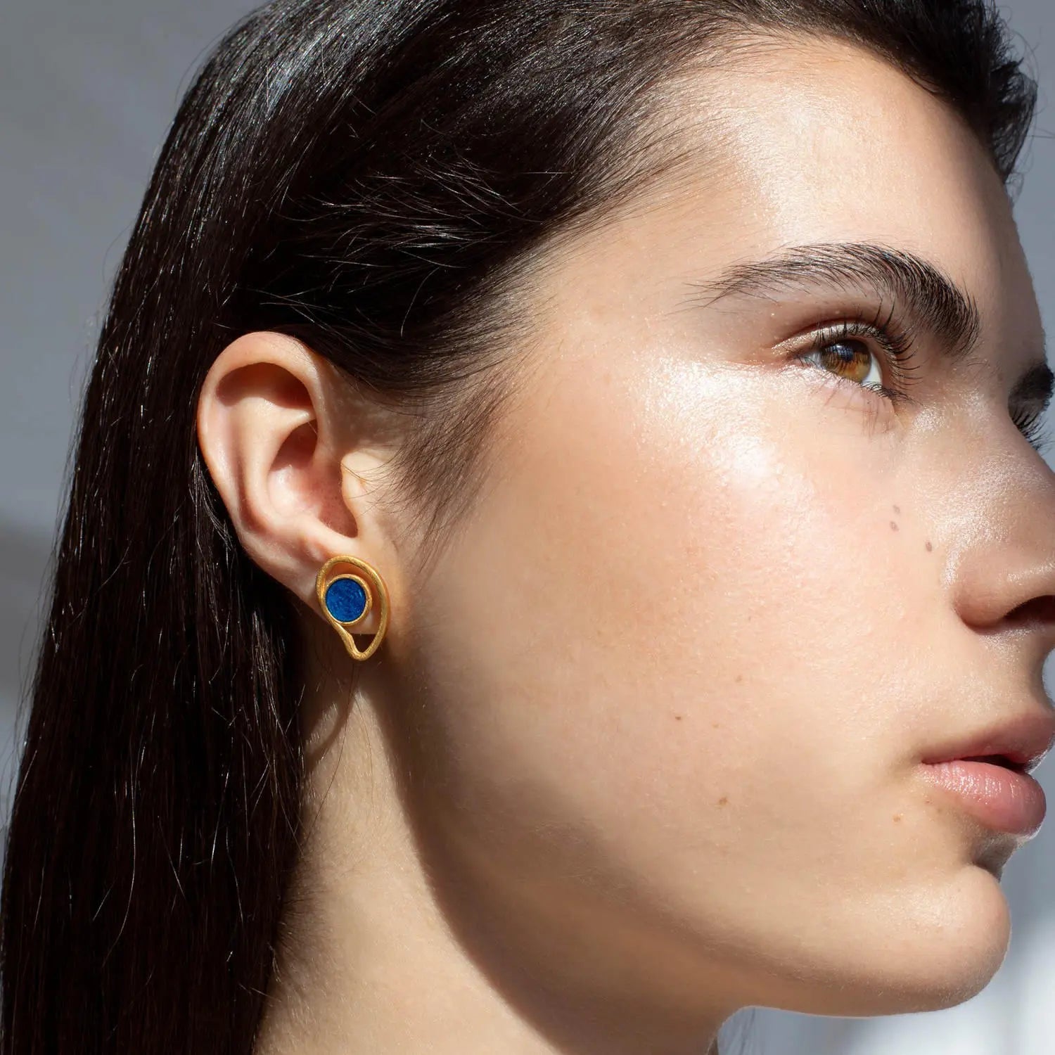 Gaudi Wavy Gold Stud Earrings Small - Dyrberg/Kern NZ