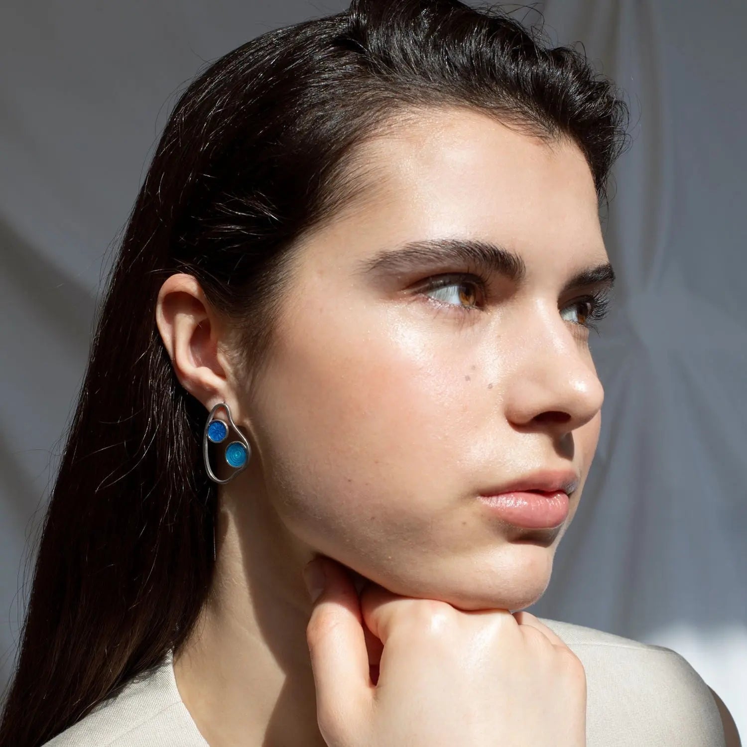 Gaudi Wavy Silver Stud Earrings Medium - Dyrberg/Kern NZ