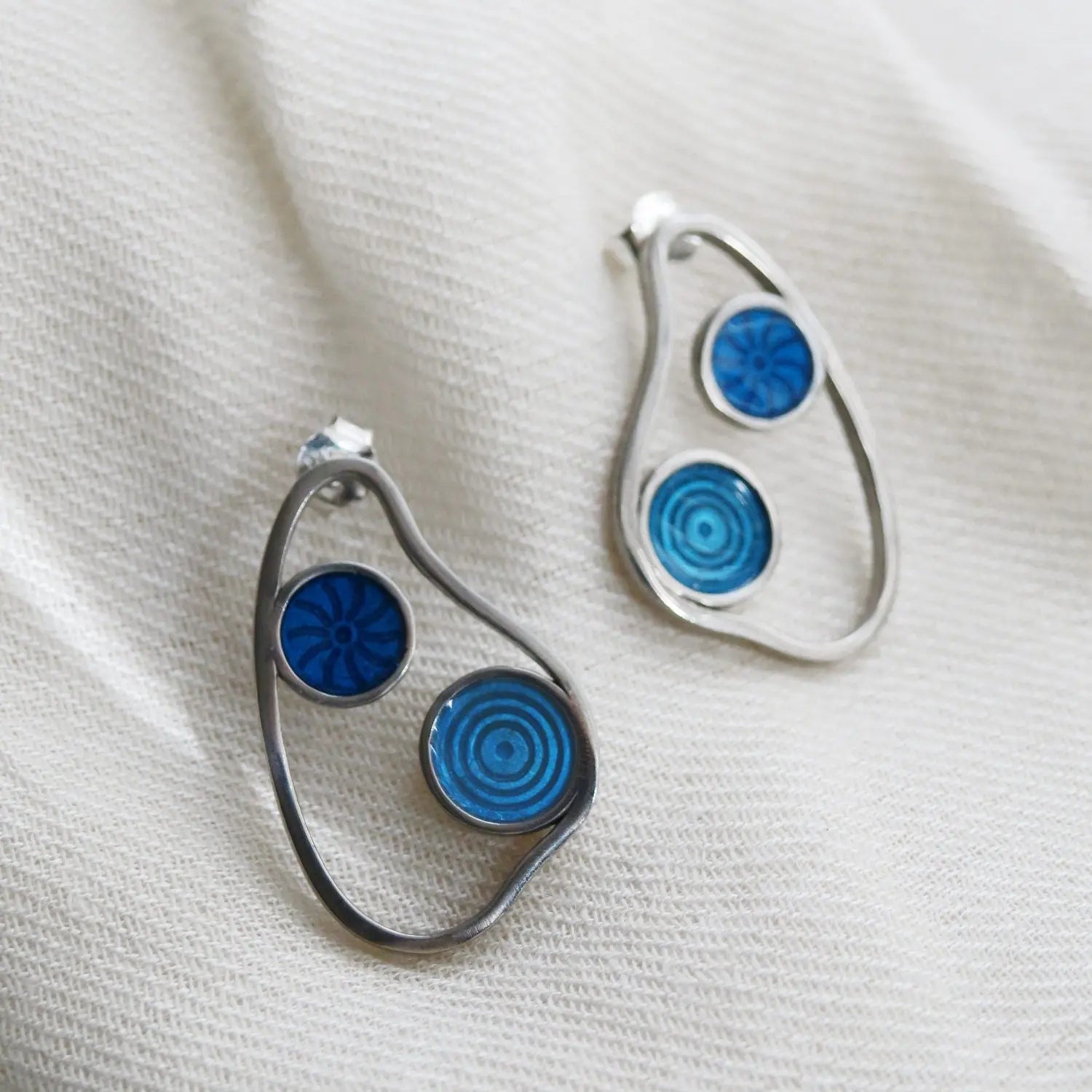 Gaudi Wavy Silver Stud Earrings Medium - Dyrberg/Kern NZ