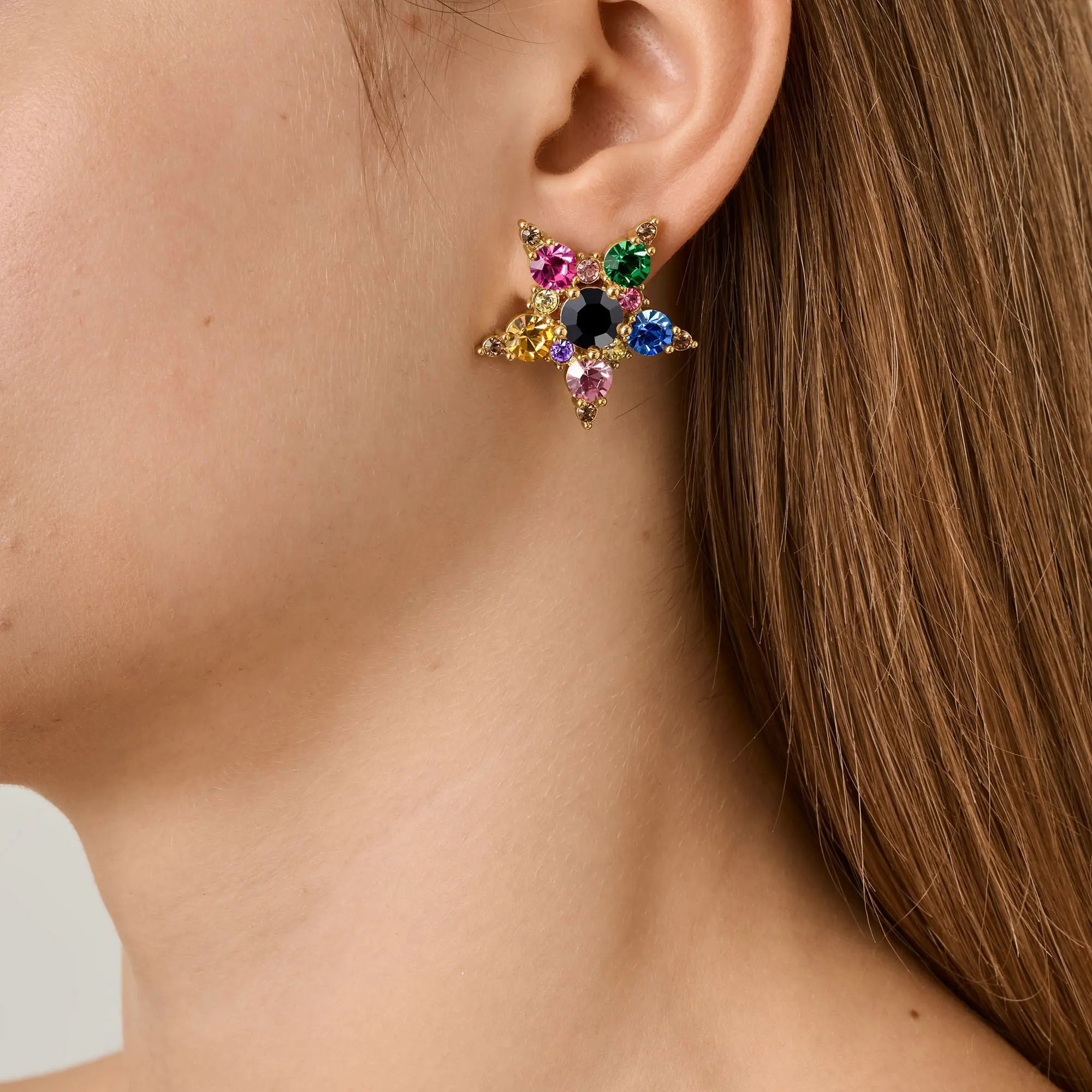 Gemini Gold Earrings - Rainbow - Dyrberg/Kern NZ