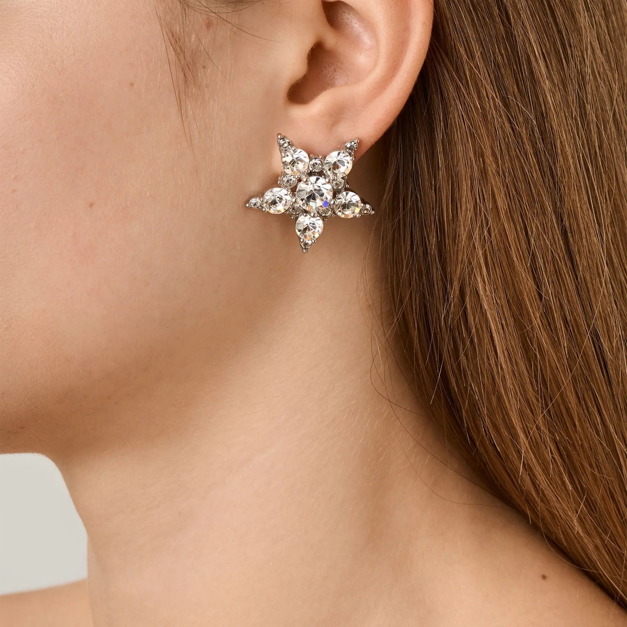 Gemini Shiny Silver Earrings - Crystal - Dyrberg/Kern NZ