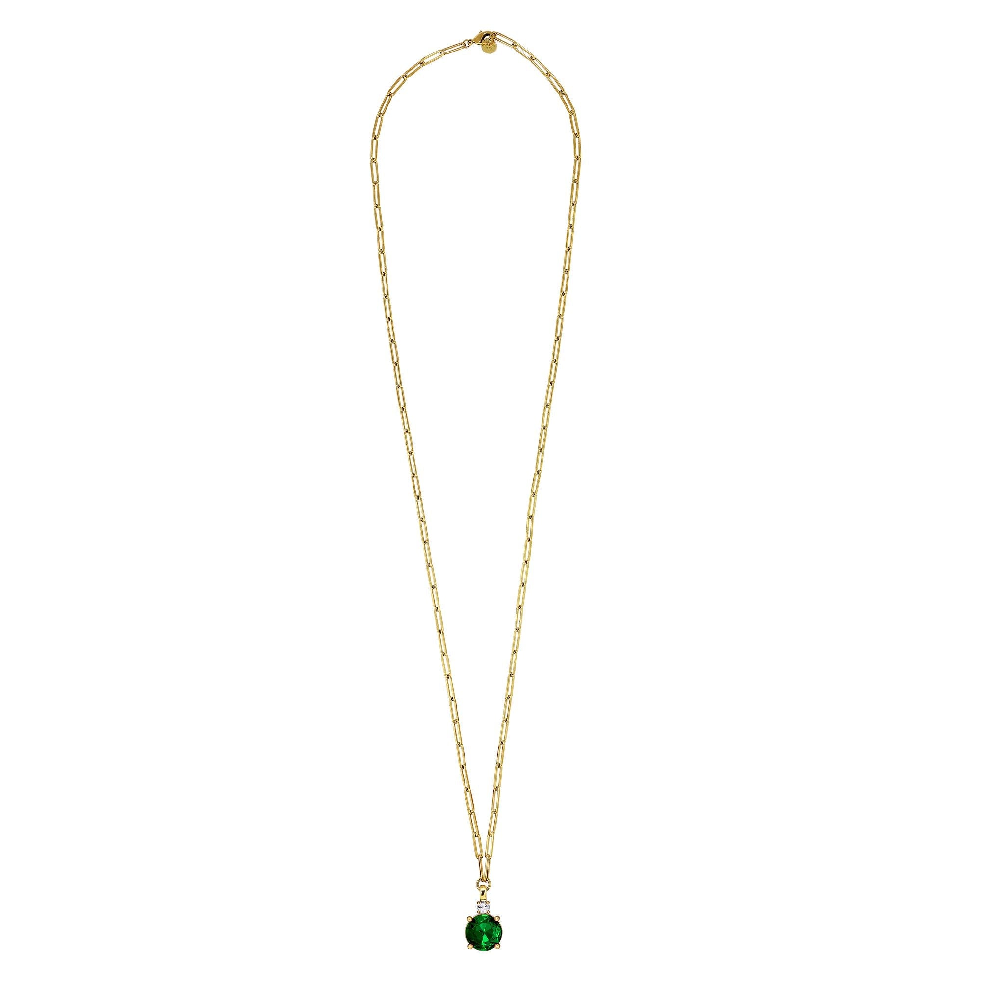 Glory Gold Necklace - Emerald Green / Crystal - Dyrberg/Kern NZ