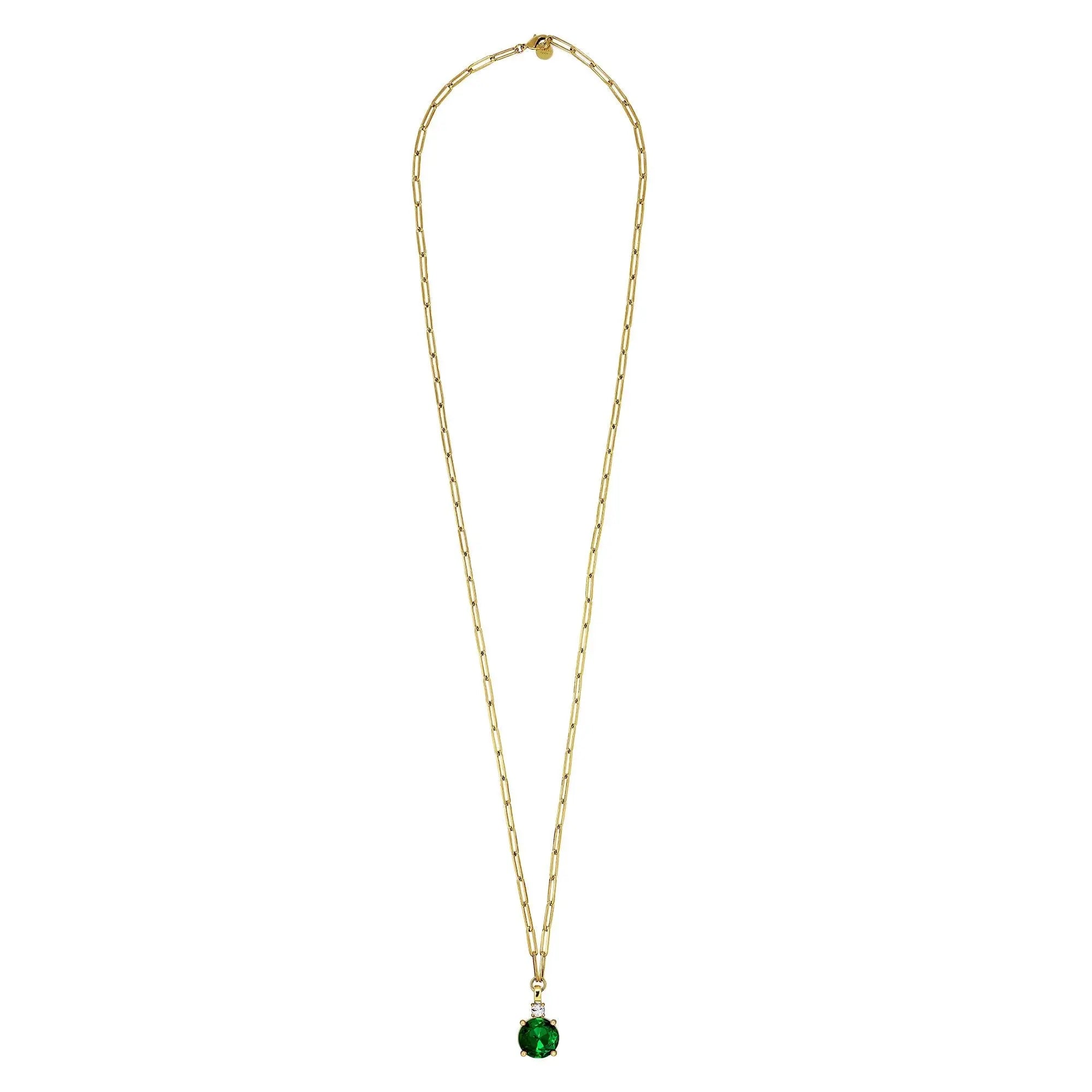 Glory Gold Necklace - Emerald Green / Crystal - Dyrberg/Kern NZ