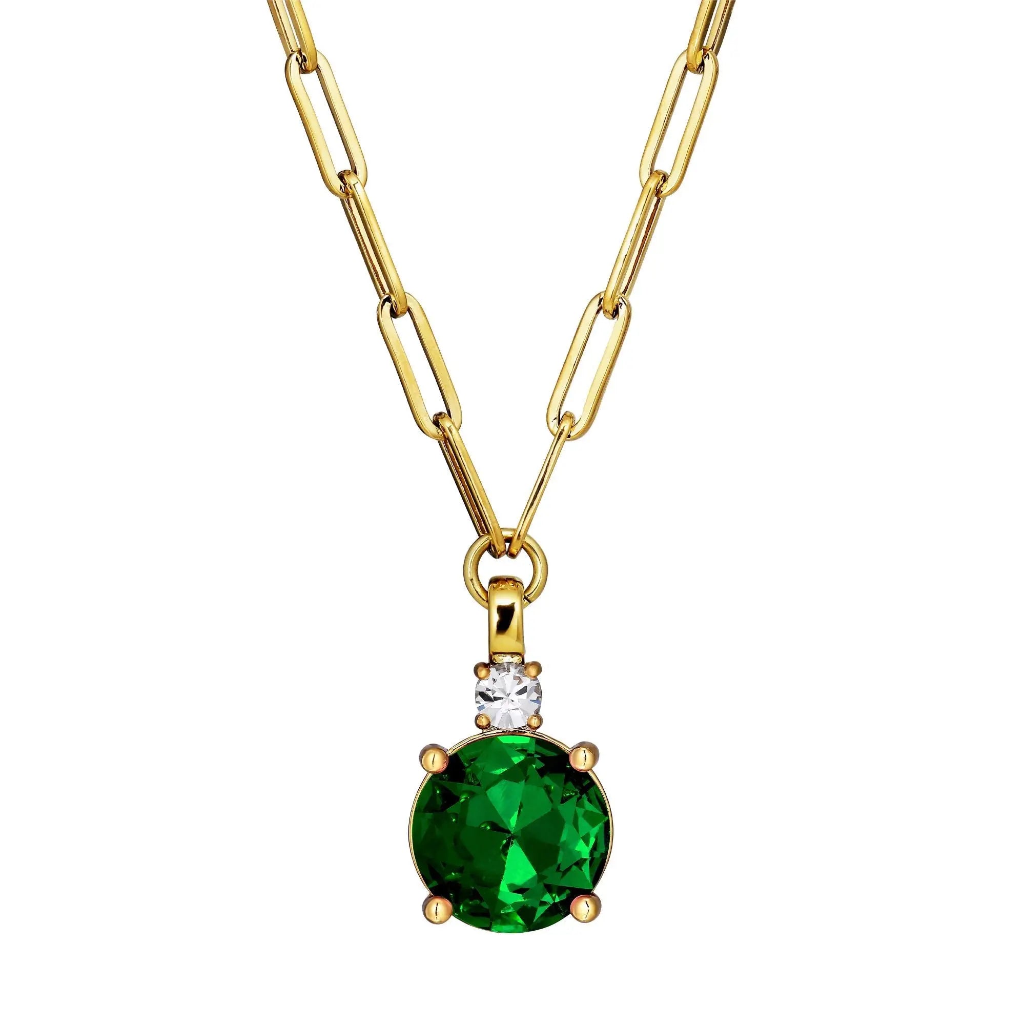 Glory Gold Necklace - Emerald Green / Crystal - Dyrberg/Kern NZ