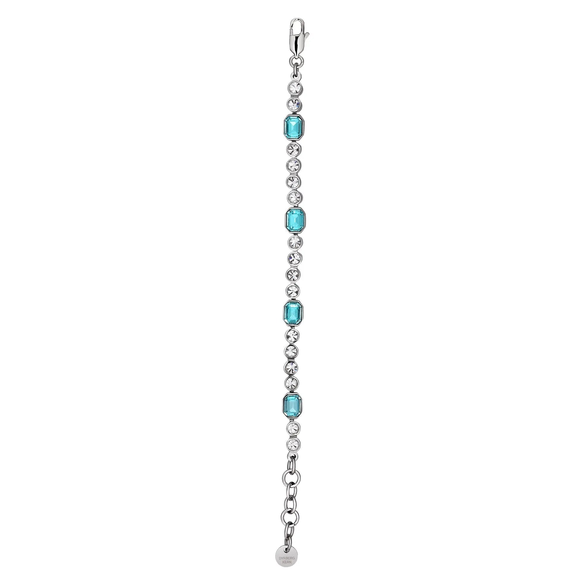 Grivna Shiny Silver Bracelet - Aqua / Crystal - Dyrberg/Kern NZ