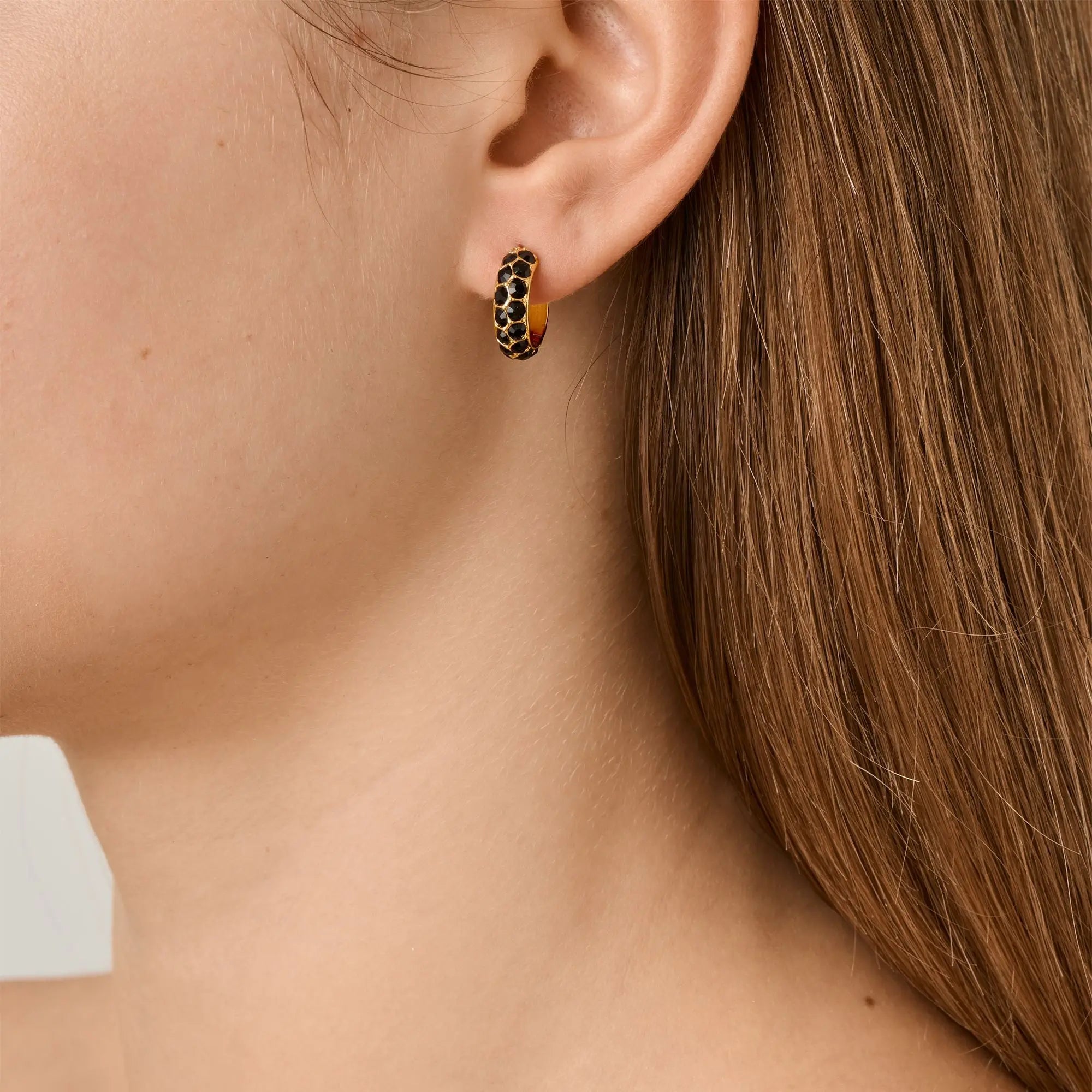 Heidi Gold Earrings - Black - Dyrberg/Kern NZ