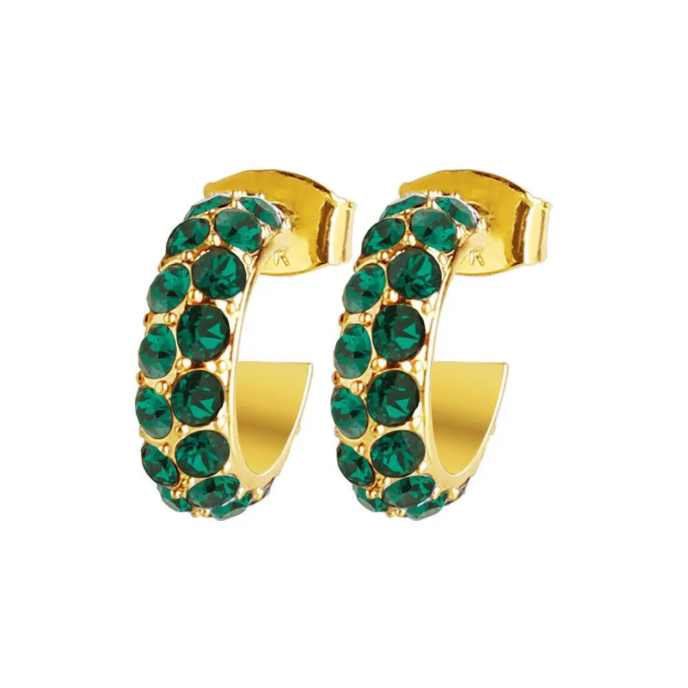 Heidi Gold Earrings - Emerald Green - Dyrberg/Kern NZ