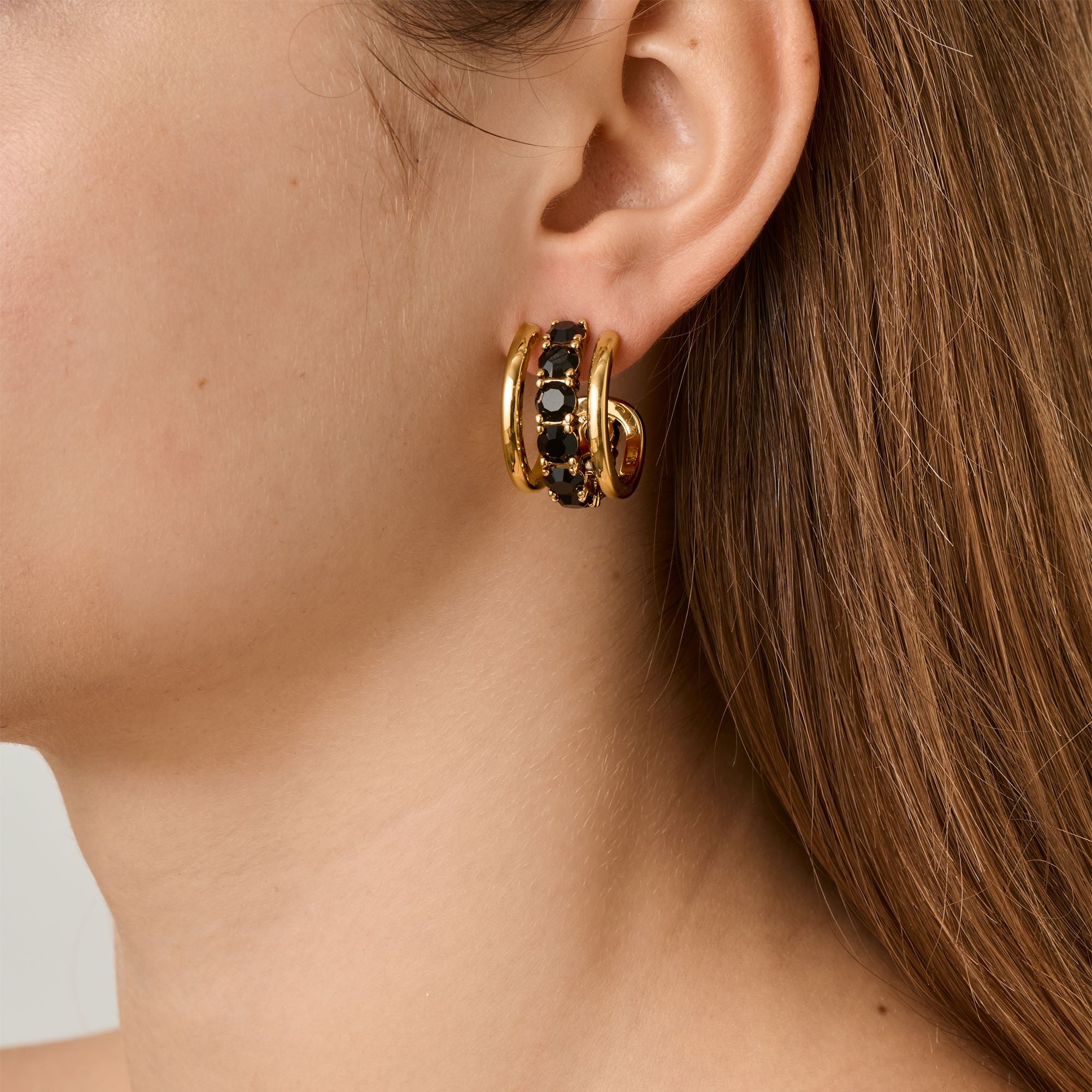 Helen Gold Earrings - Black - Dyrberg/Kern NZ